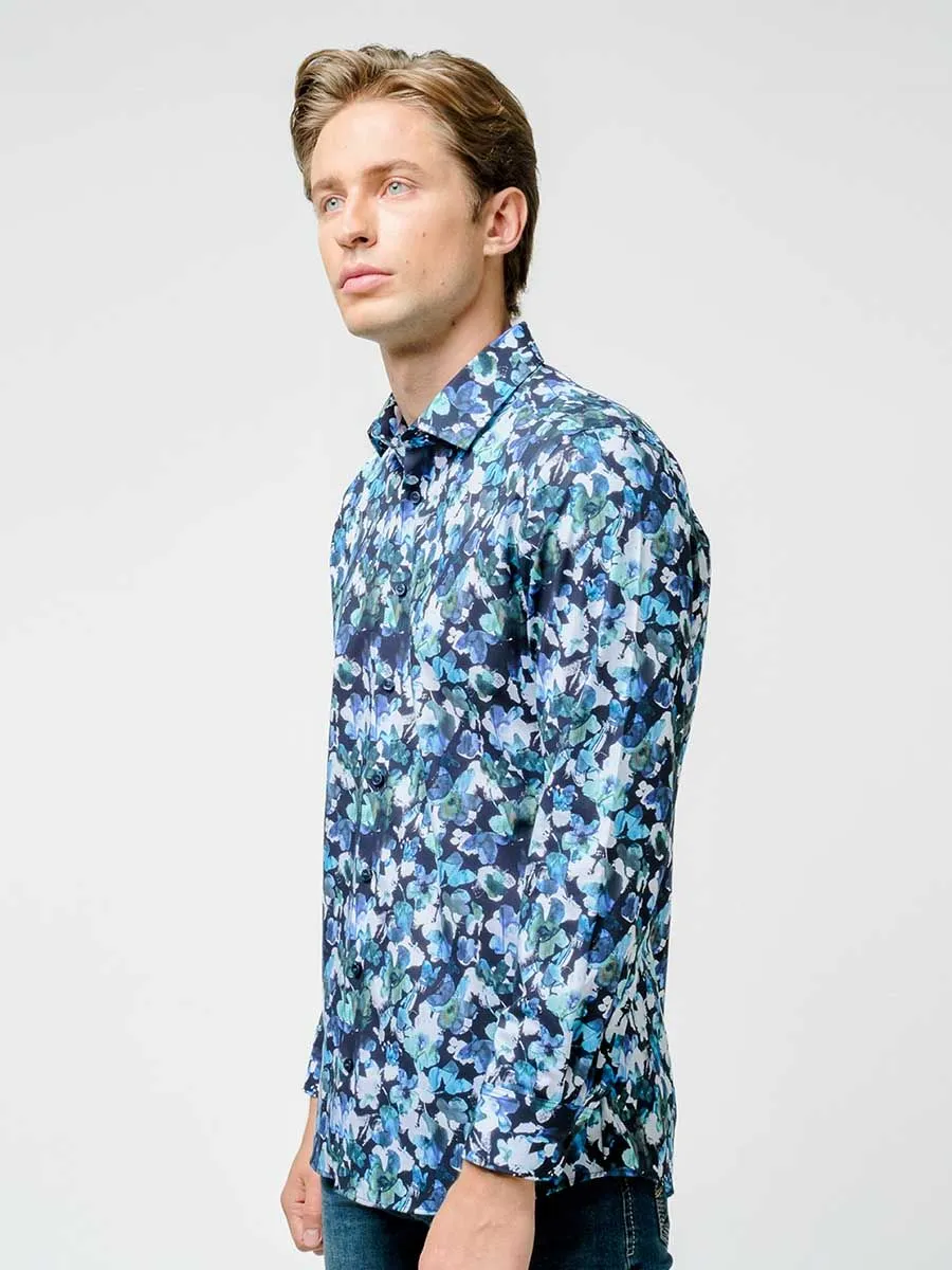 OLYMP MEN SHIRT LONG SLEEVES BODY  FIT GRAPHIC PRINT