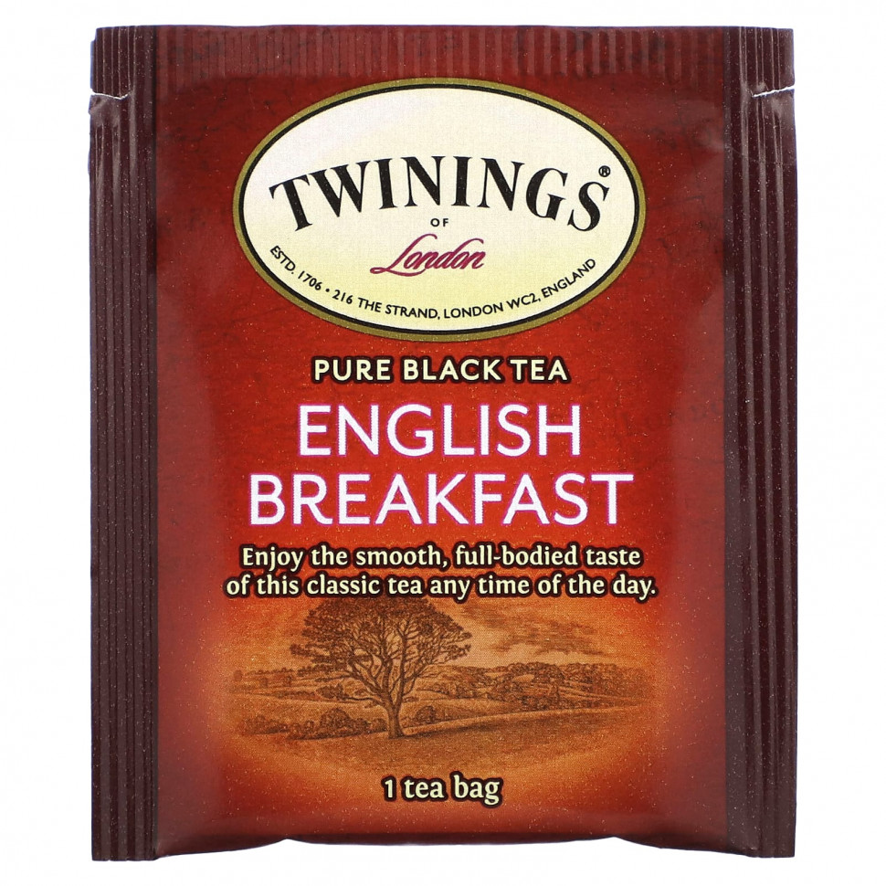 Twinings, Чистый черный чай, английский завтрак, 100 чайных пакетиков, 200 г (7,05 унции)