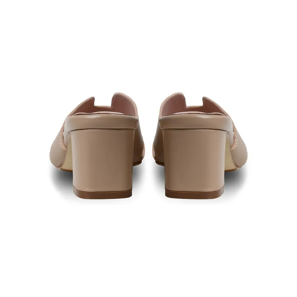 SIRENA Beige Leather Sandals Open Toe Blocked Heel 2 inch Muse