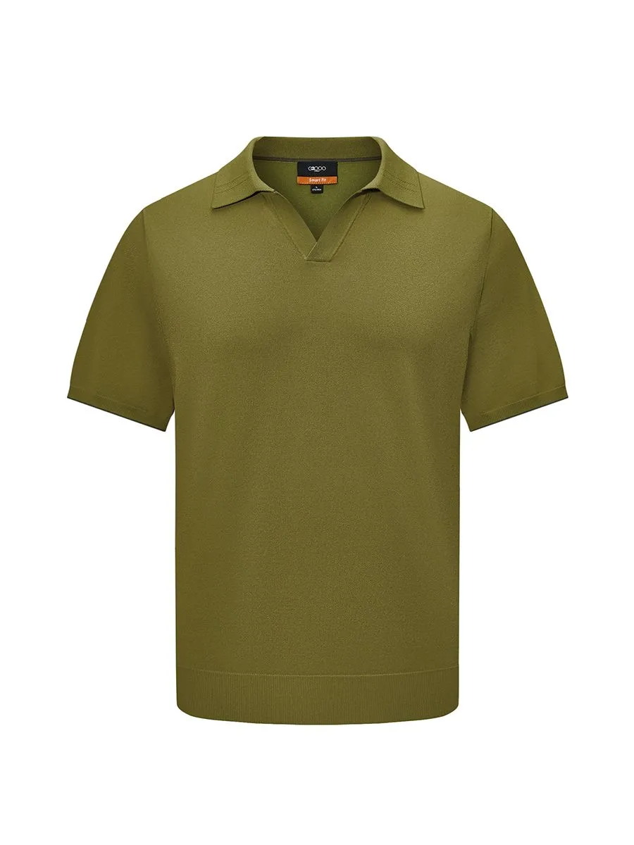 G2000 Men Clothing Viscose Poly Open Collar Polo Smart Fit - Green