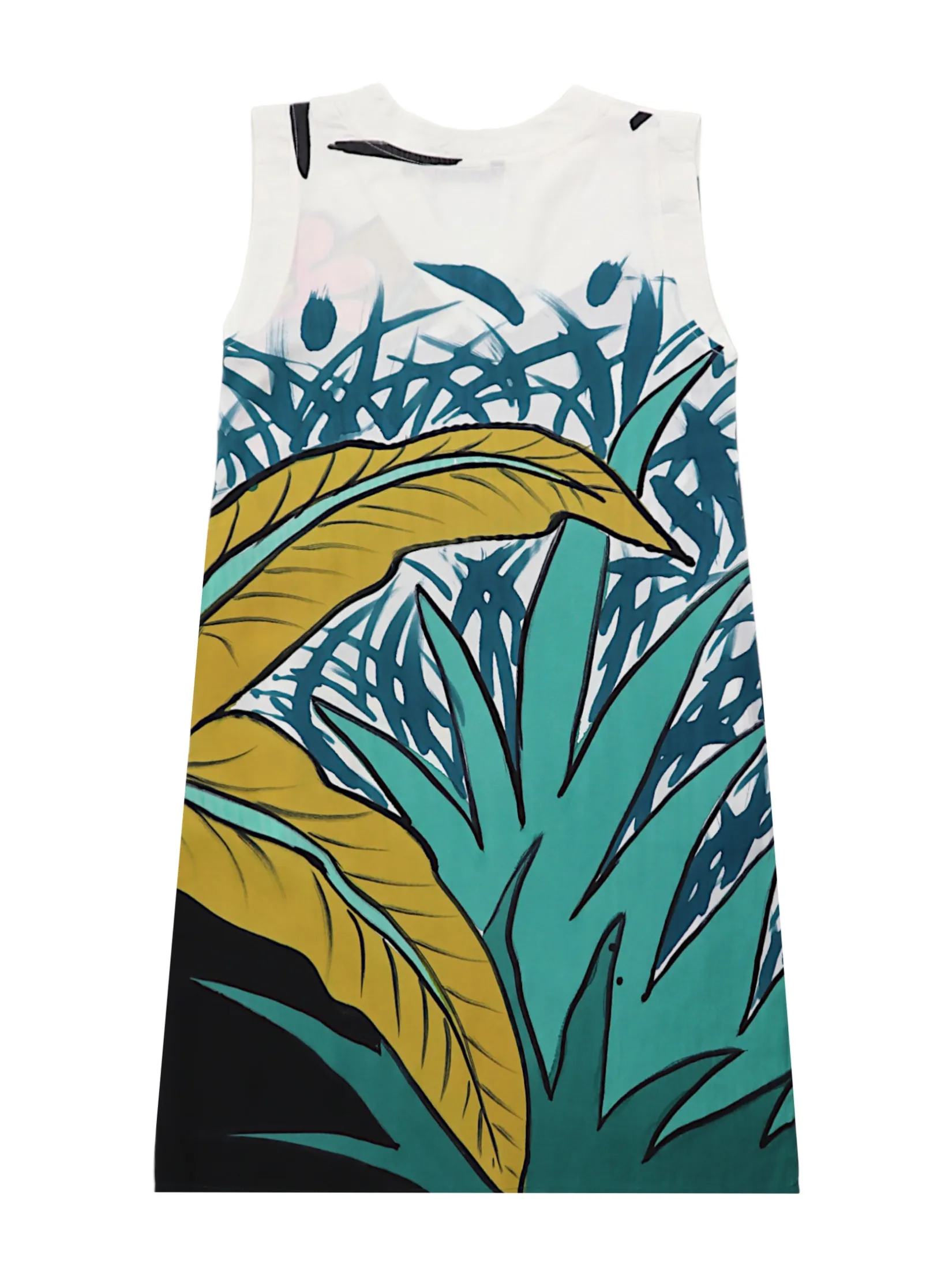 YODYOKO Woman Sleeveless Dress - White : Black Panther in the Secret Garden