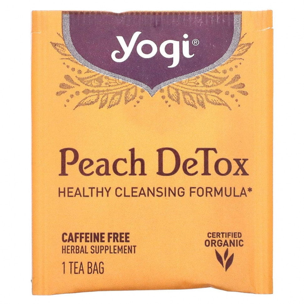 Yogi Tea, Peach DeTox, персик, без кофеина, 16 чайных пакетиков, 32 г (1,12 унций)