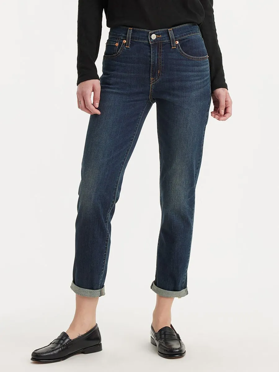 LEVI'S Women's Mid-Rise Boyfriend Jeans Cool Planet Blue