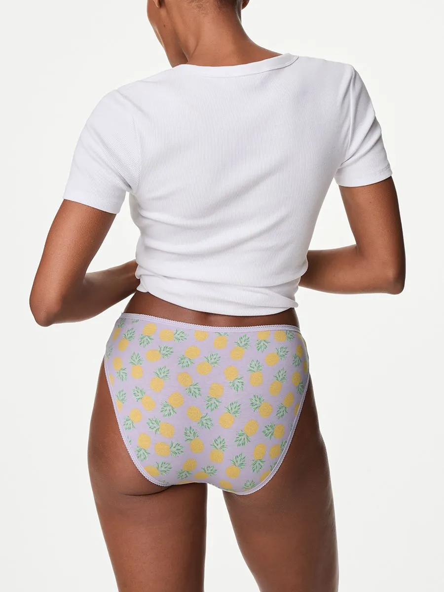 MARKS & SPENCER Women High Leg Knickers Cotton Lycra 5pk Yellow Mix
