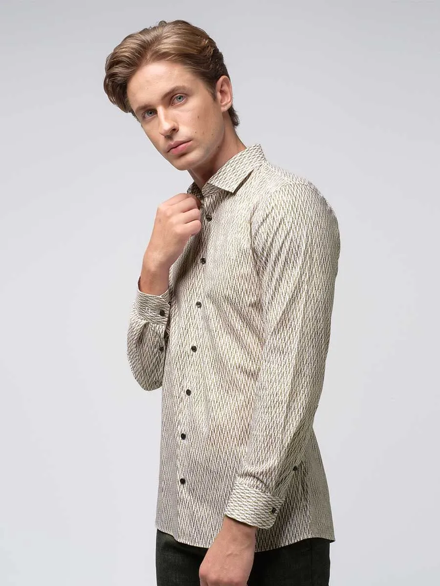 OLYMP MEN SHIRT LONG SLEEVES BUSINESS SHIRT SUPER SLIM  FIT EASY IRON  BROWN