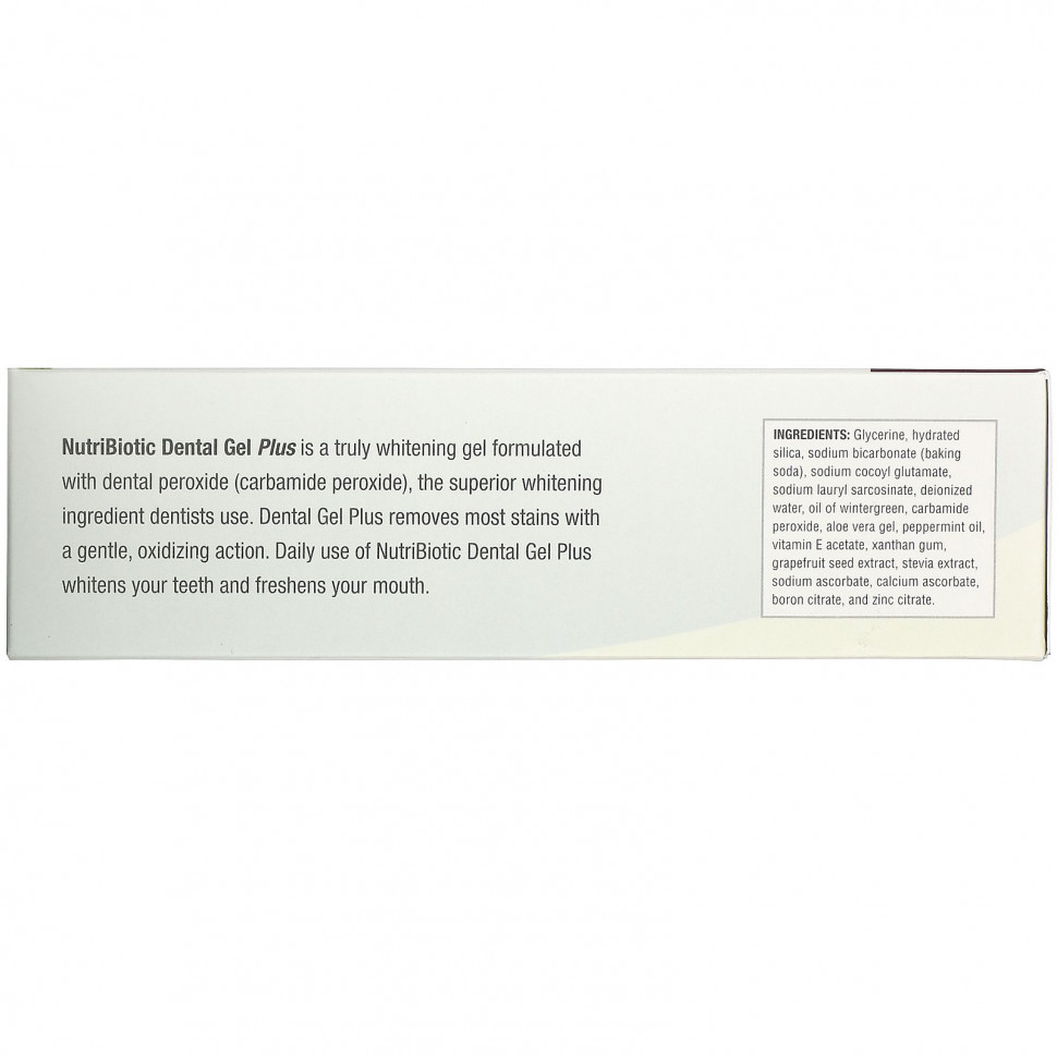 NutriBiotic, Dental Gel Plus, гель для зубов с отбеливающим эффектом, грушанка, 128 г (4,5 унции)