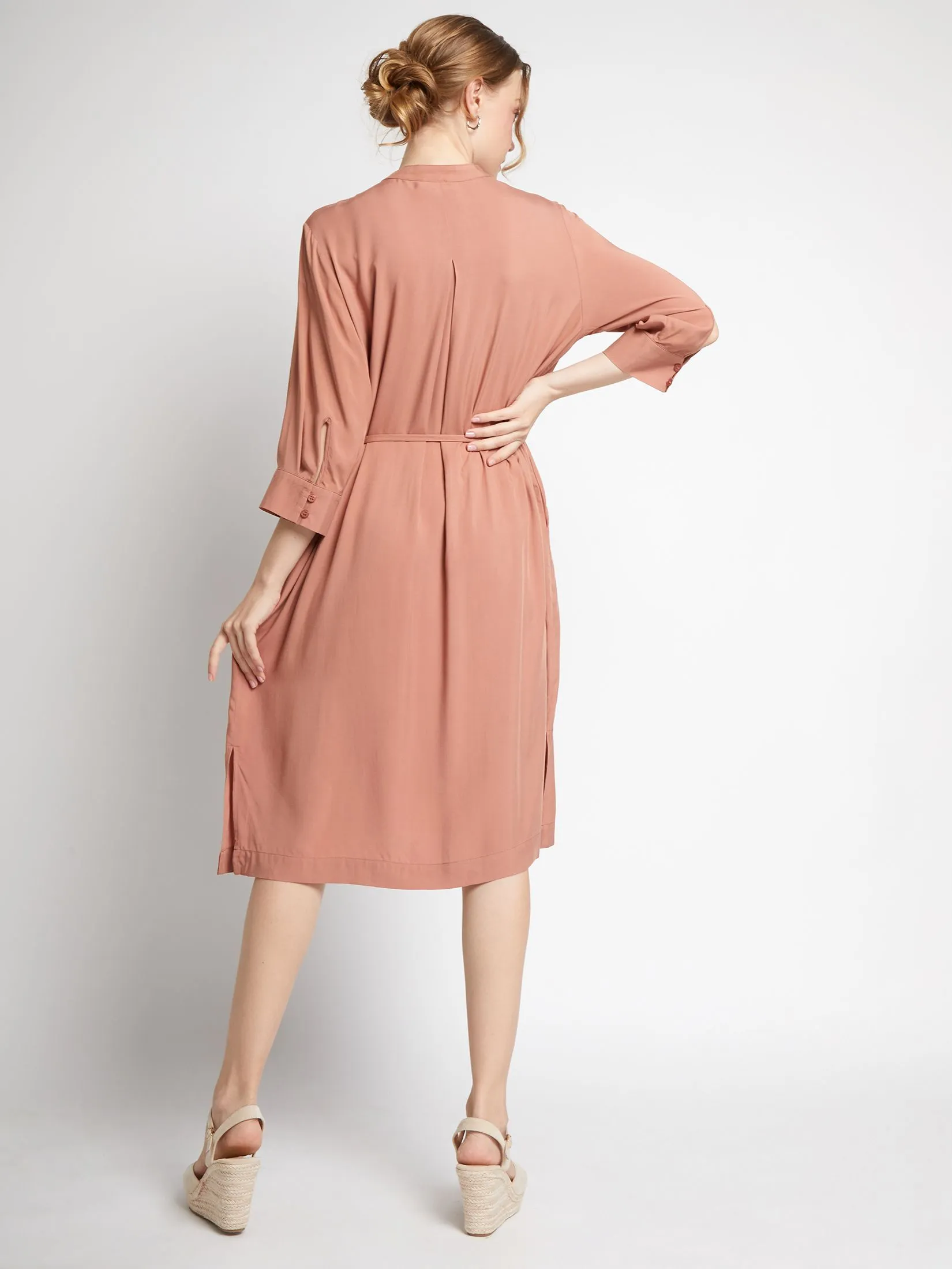 EASY PIECES Women Dress Long Sleeves Mandarin Collar