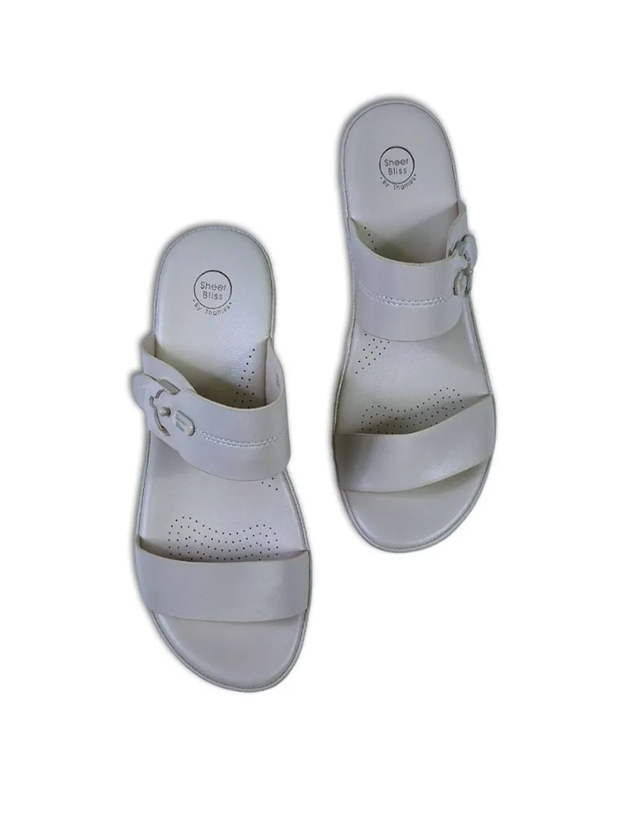 THAMES Women Heel Slippers Cream