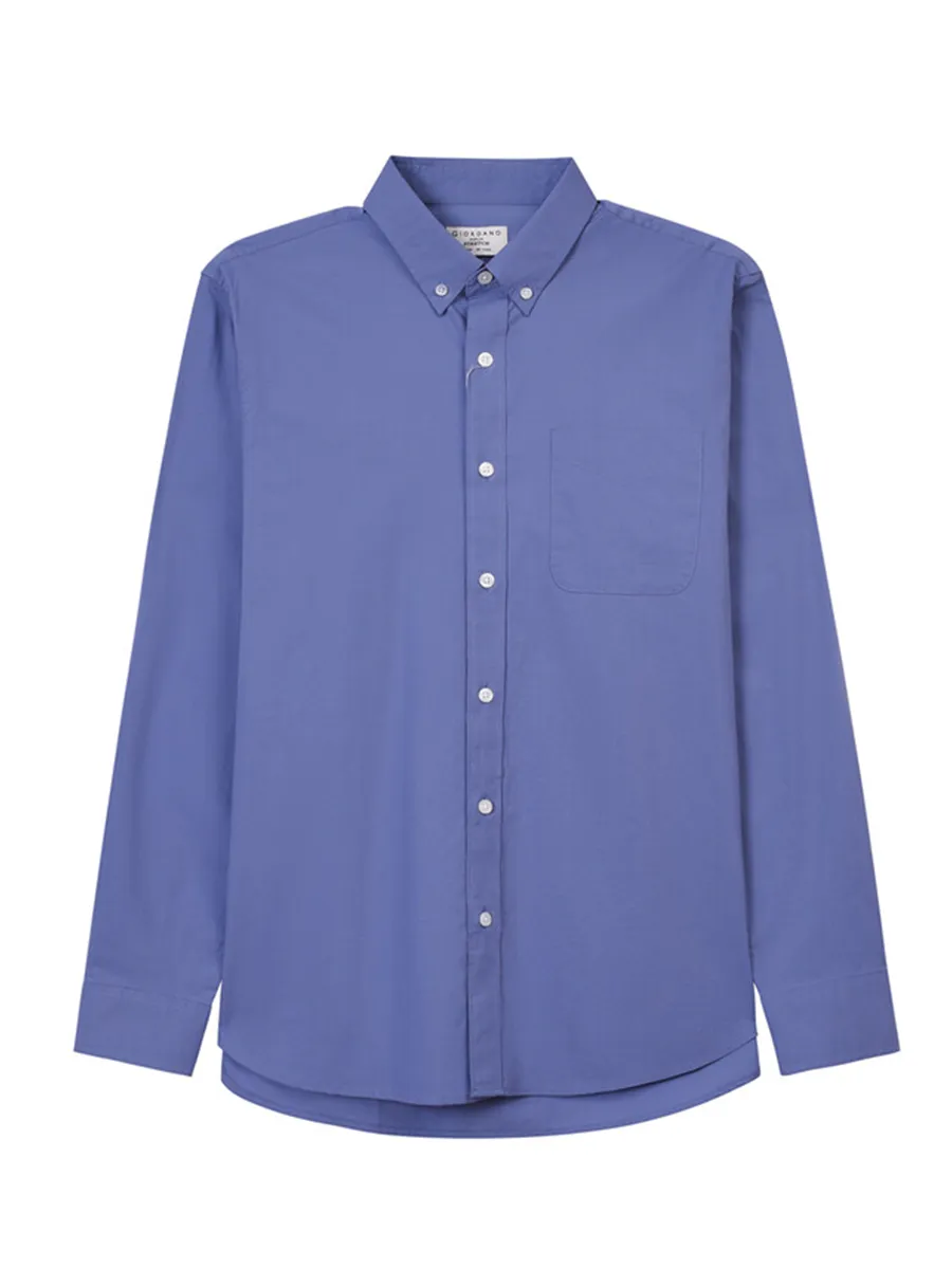GIORDANO Men s Slim Fit Long Sleeve Stretch Shirt (Poplin) Purple