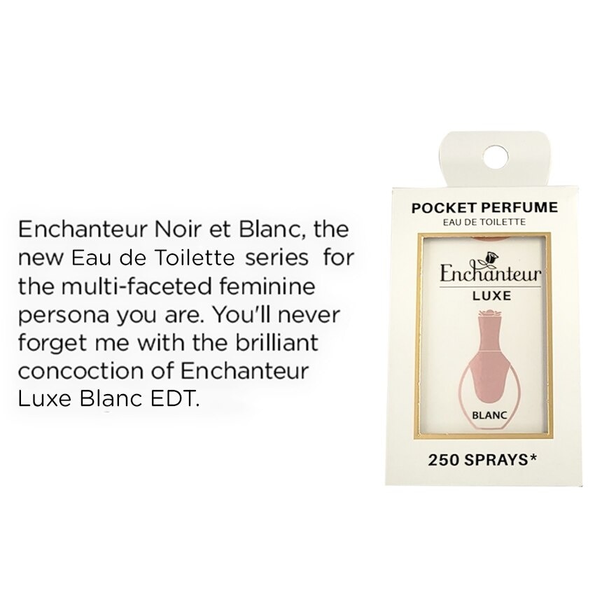 Enchanteur Luxe Pocket Perfume Eau De Toilette 18ml. Blanc