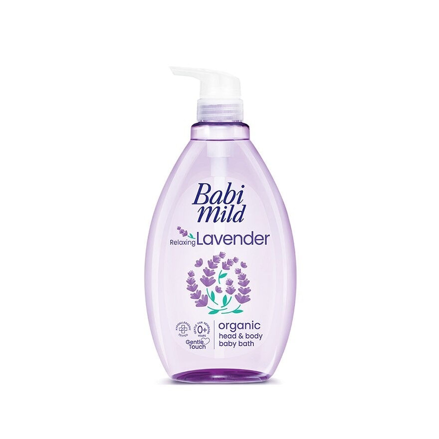 Babi Mild Organic Head Body Baby Bath Relaxing Lavender 800 Ml. - Purple