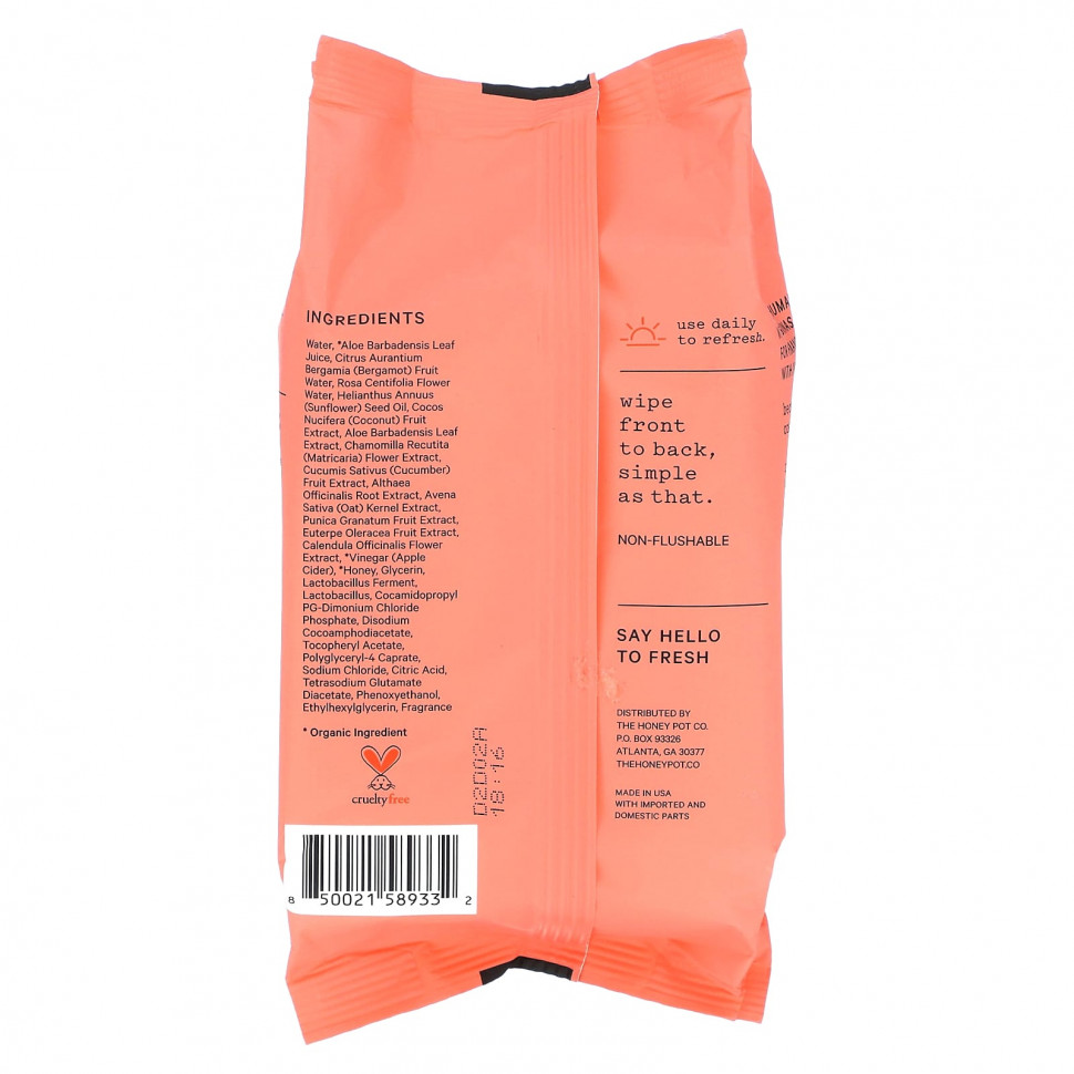 The Honey Pot Company, Салфетки с бергамотом и розой, 30 шт.