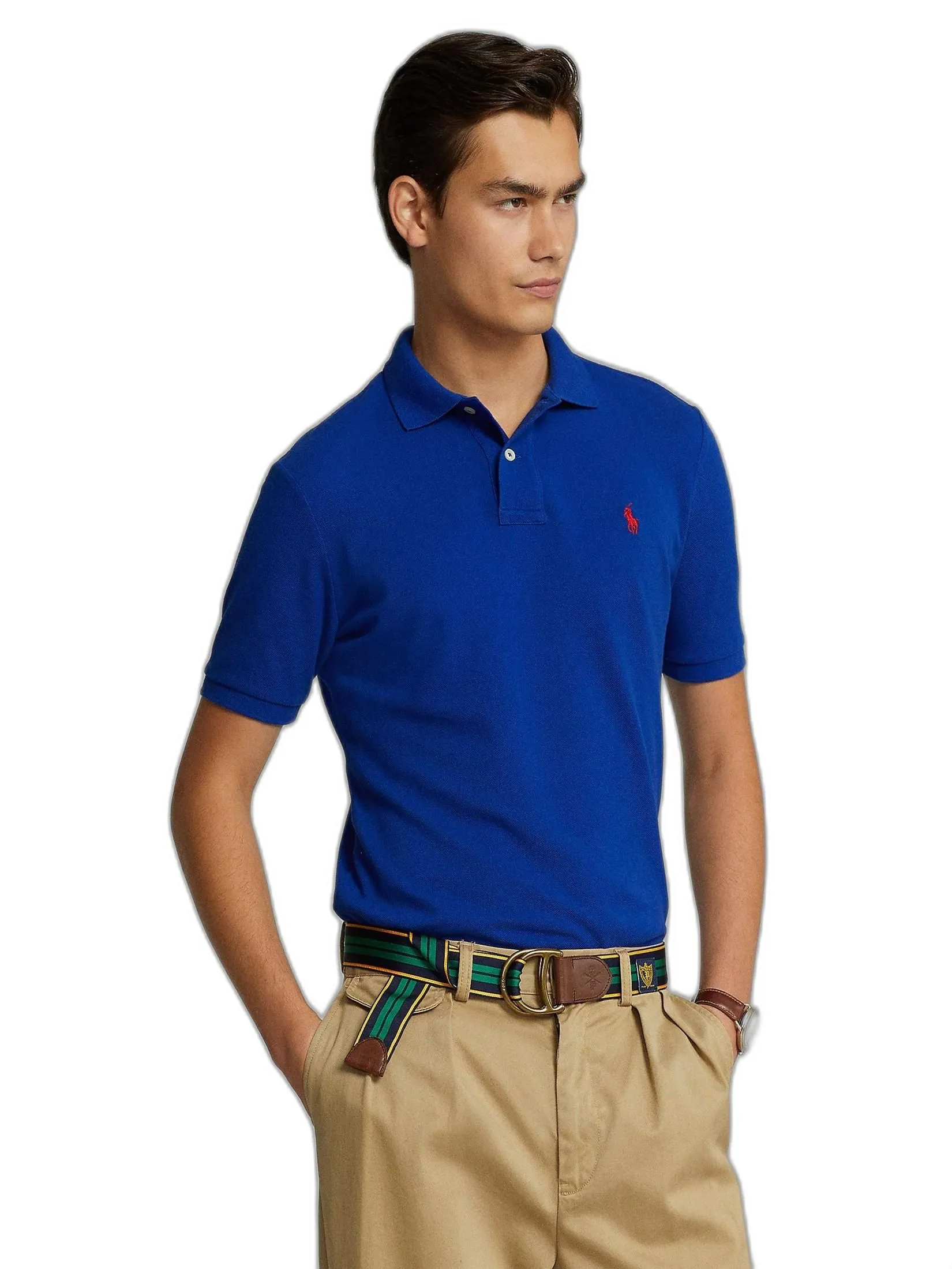 POLO RALPH LAUREN Polo Ralph Lauren POLO-Custom Slim Fit Mesh Polo Shirt MNPOKNI1N820346 400 BLUE Size - M