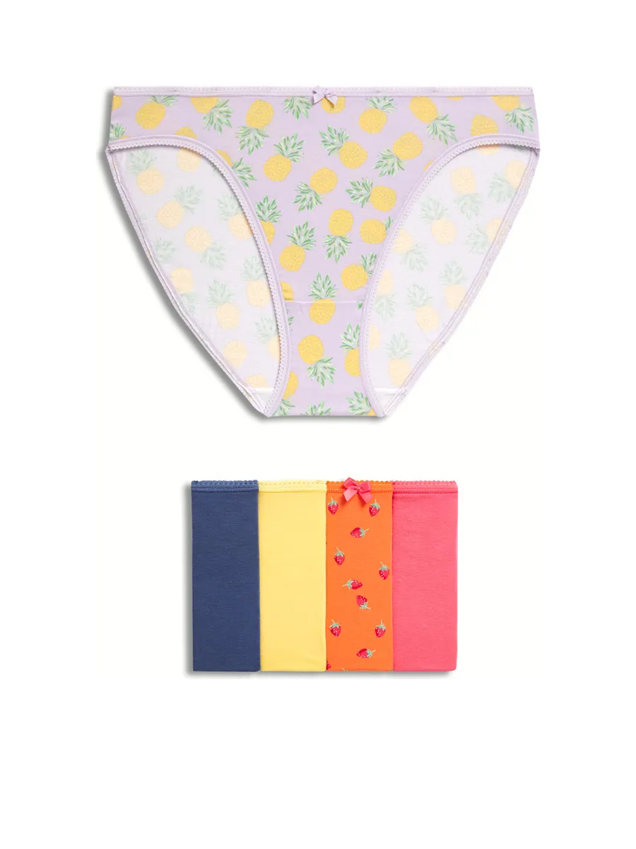 MARKS & SPENCER Women High Leg Knickers Cotton Lycra 5pk Yellow Mix