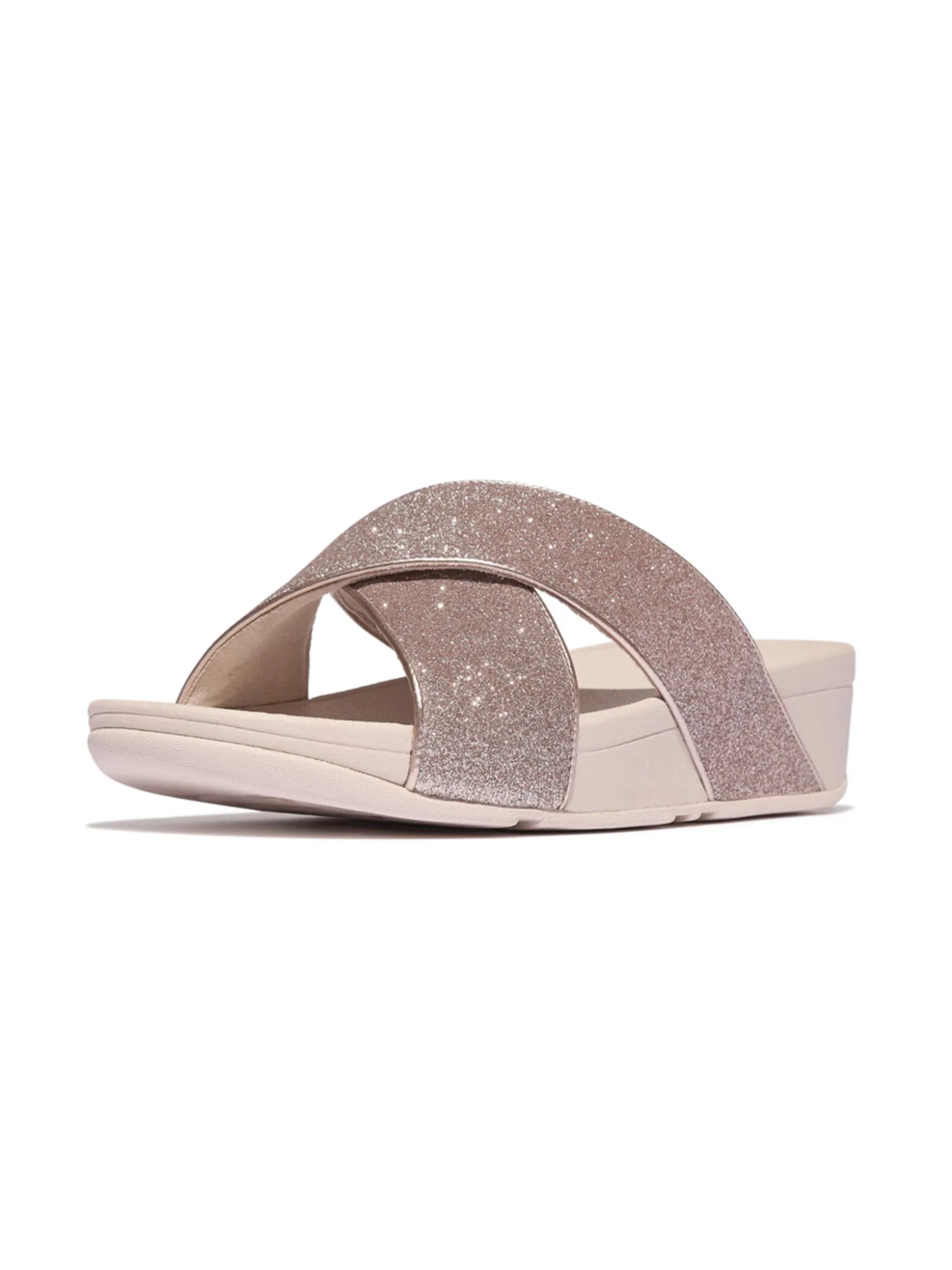 FitFlop™ WOMEN'S LULU GLITTERDUST CROSS SLIDES PINK