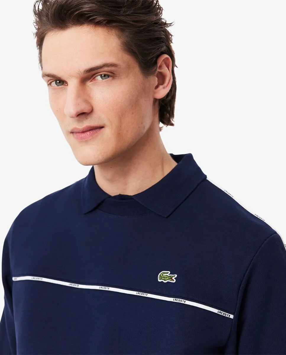 LACOSTE Logo Trim Fleece Sweatshirt Blue