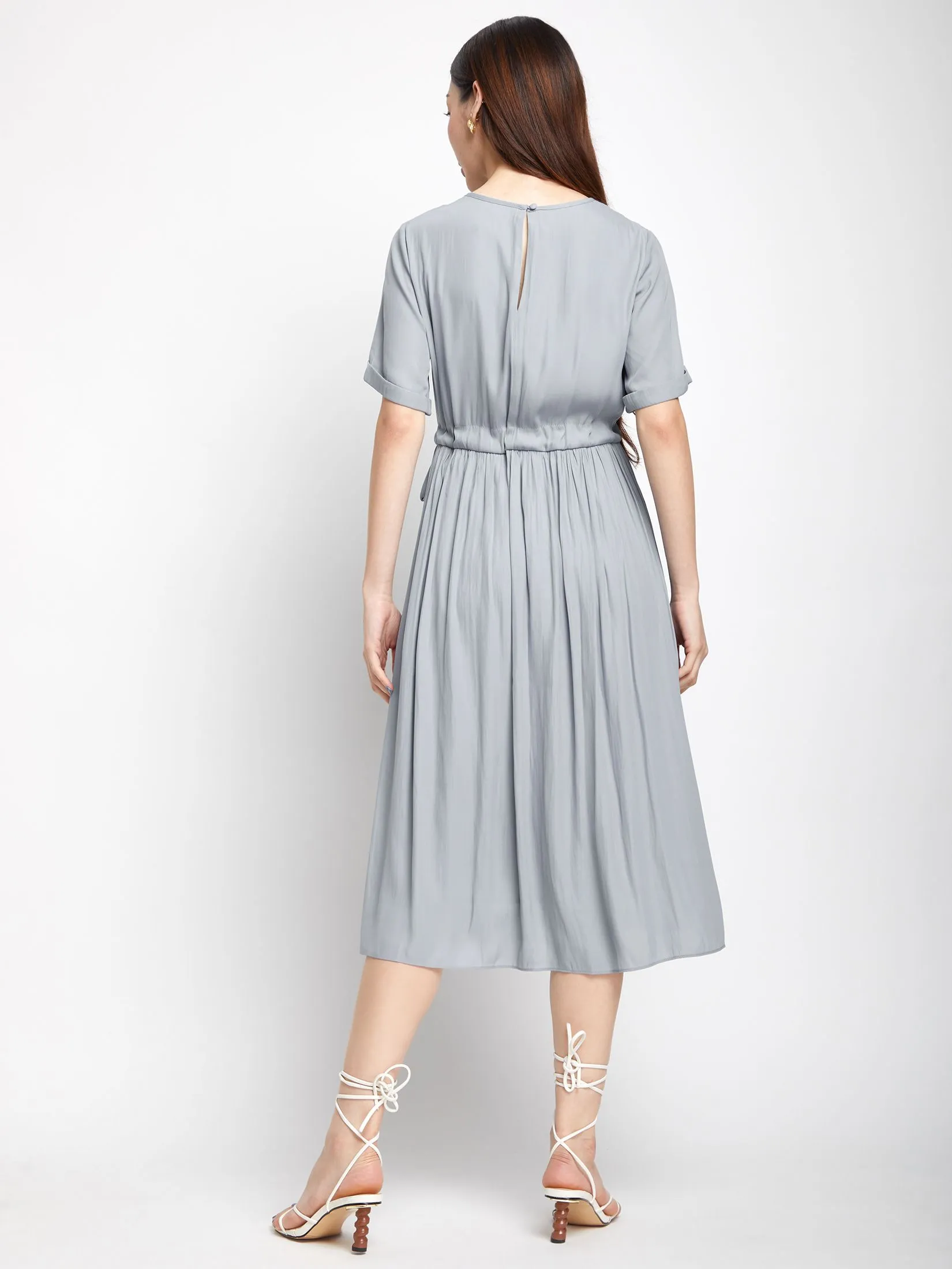 NEXT PHASE Women Dress Short Sleeves Tie Waist Design