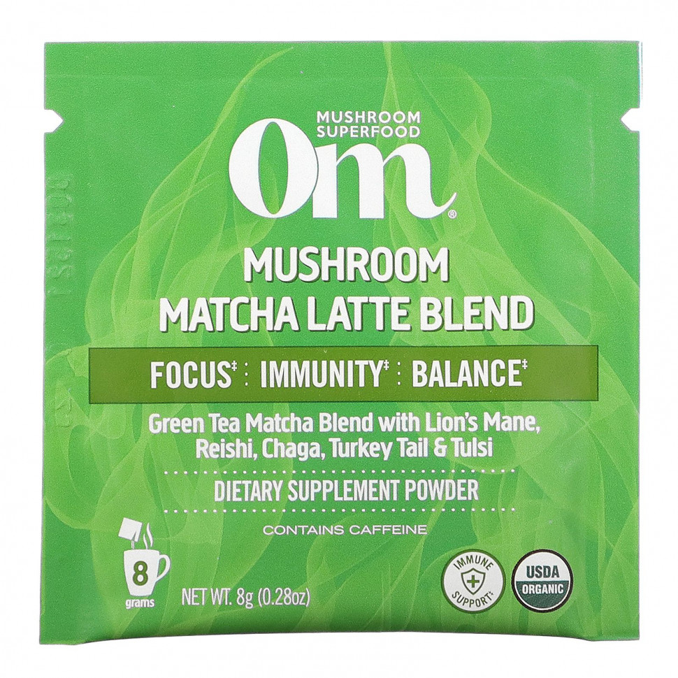 Om Mushrooms, Смесь маття латте с грибами, 10 пакетиков по 0,28 унции (8 г) каждый