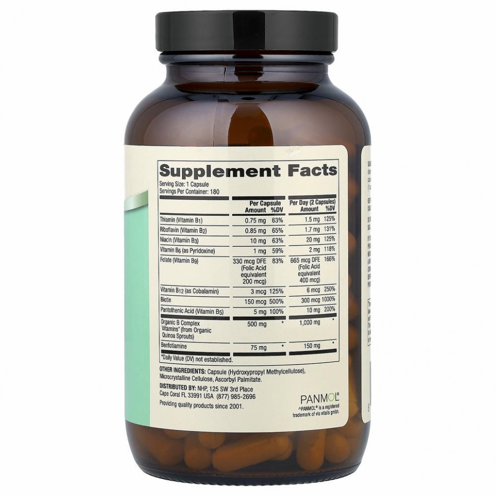 Dr. Mercola, Комплекс витаминов группы B с бенфотиамином, 180 капсул