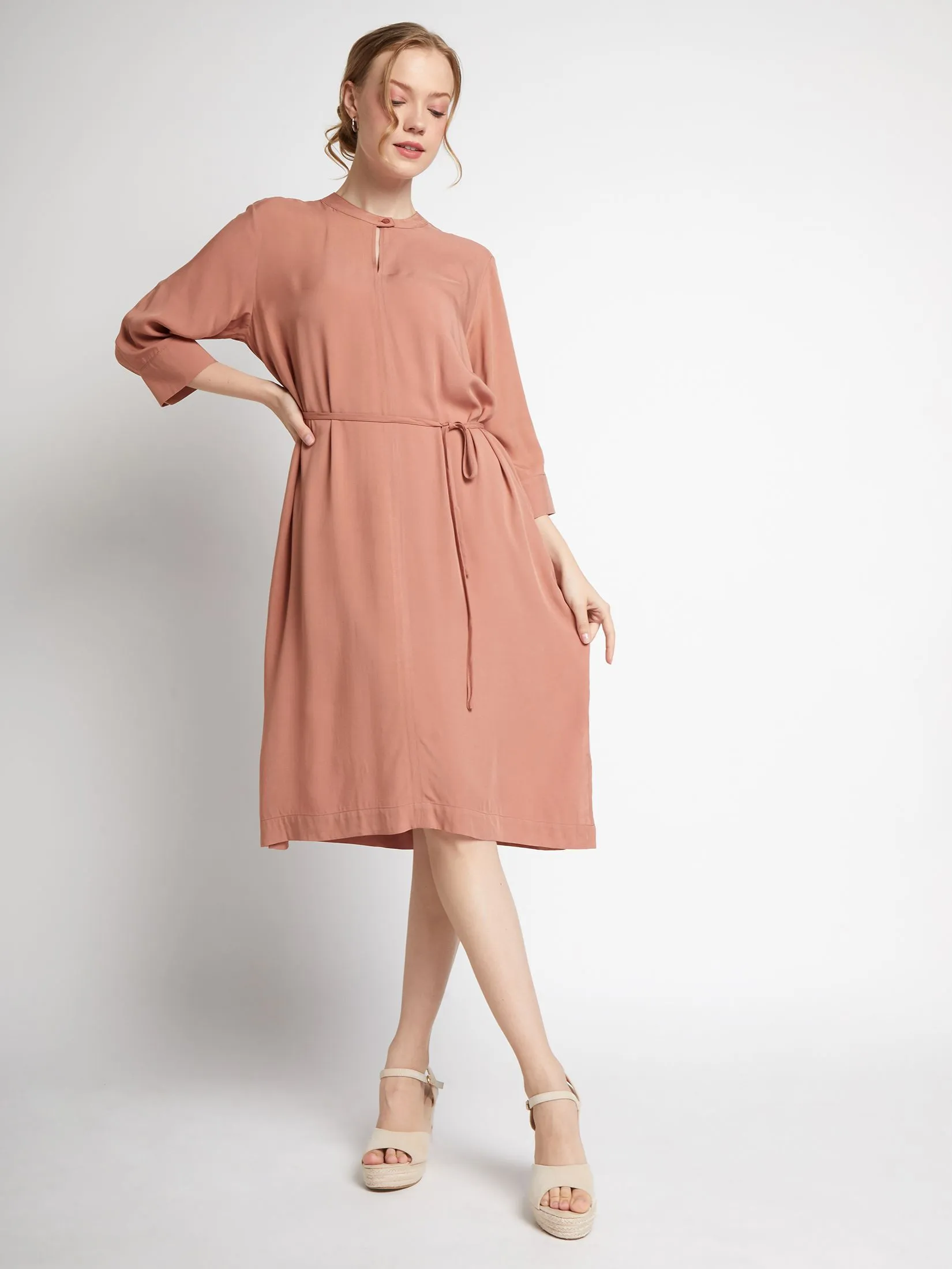 EASY PIECES Women Dress Long Sleeves Mandarin Collar