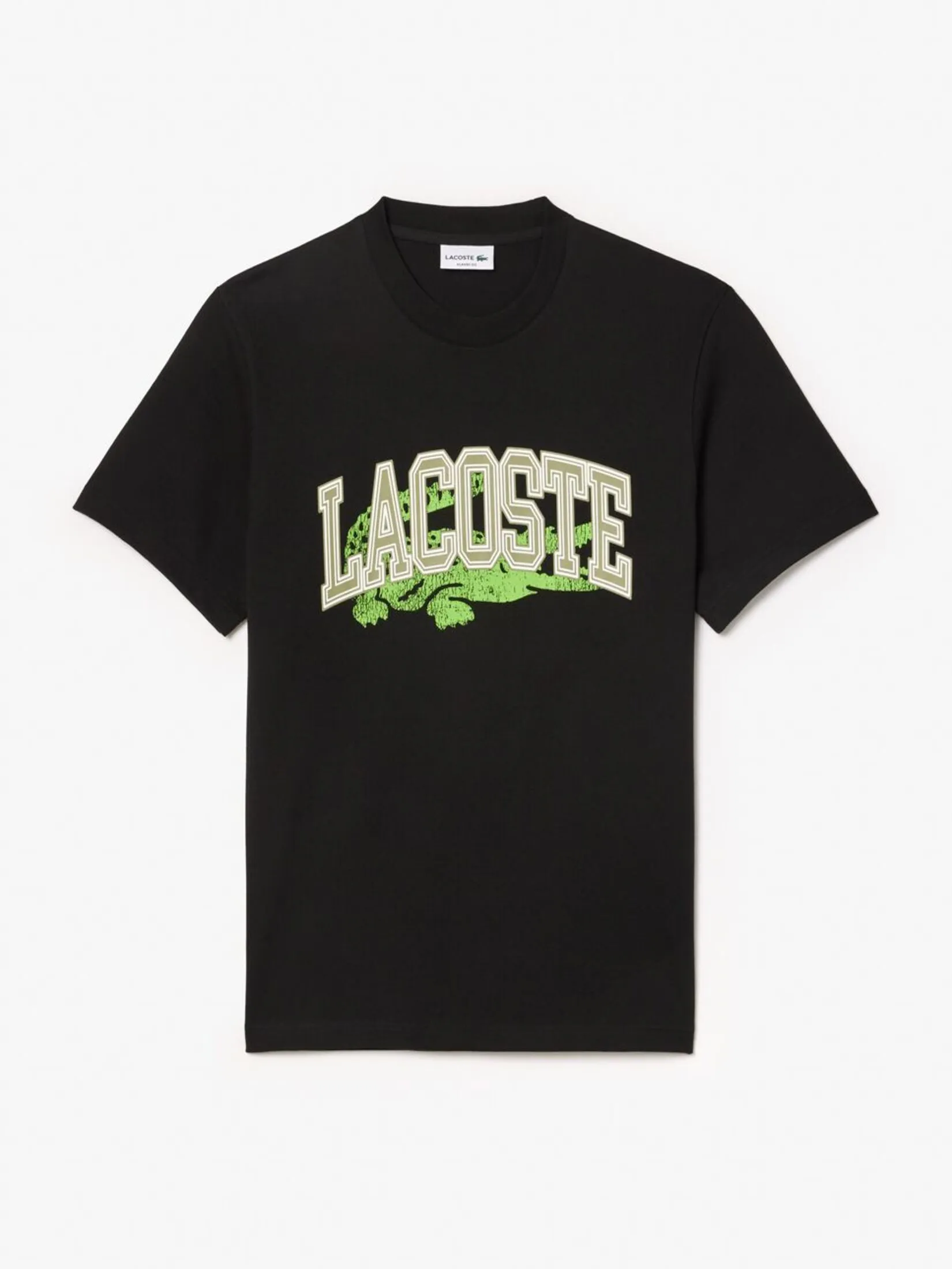 LACOSTE Cotton Jersey Signature T-shirt Black
