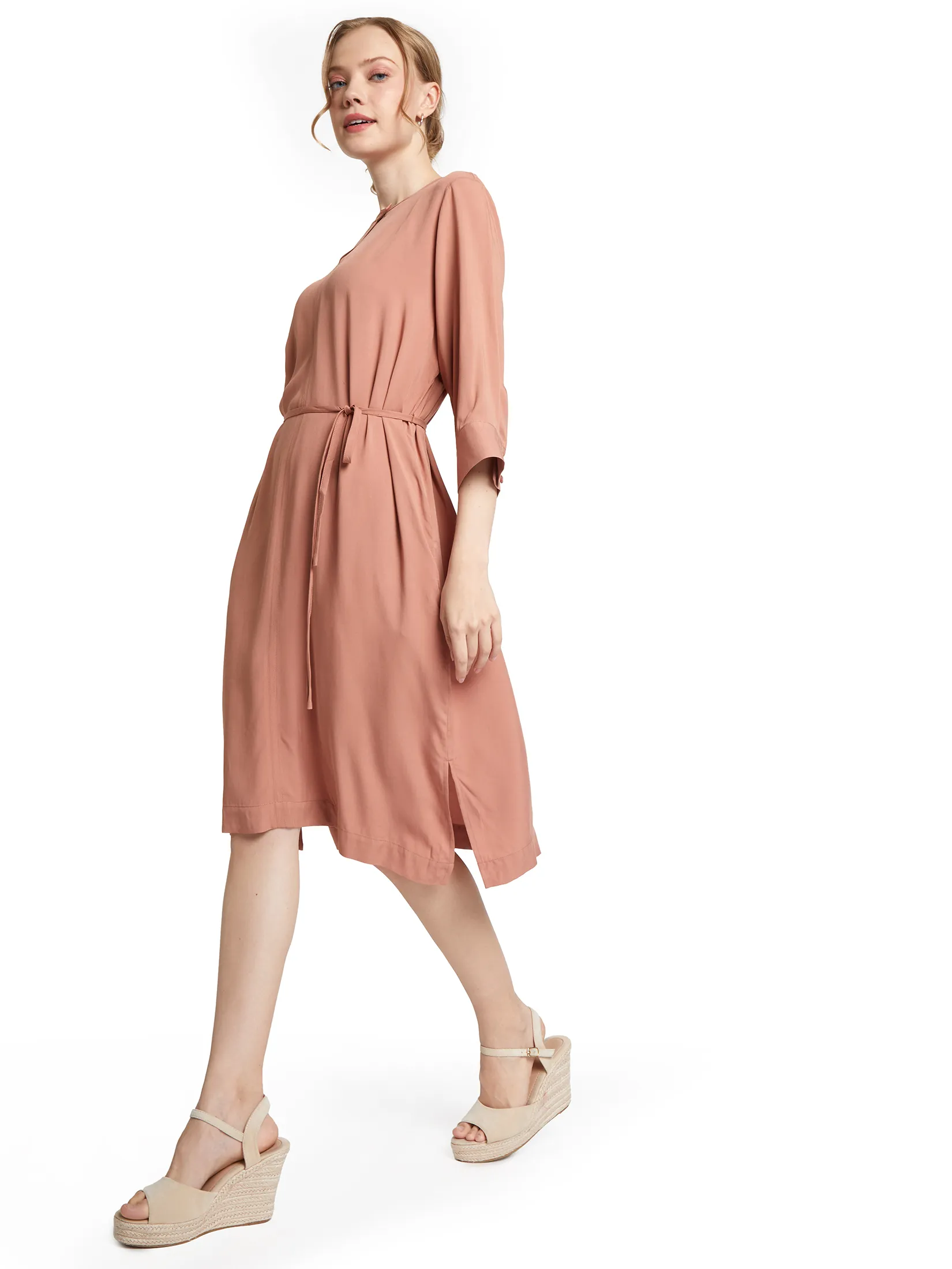 EASY PIECES Women Dress Long Sleeves Mandarin Collar