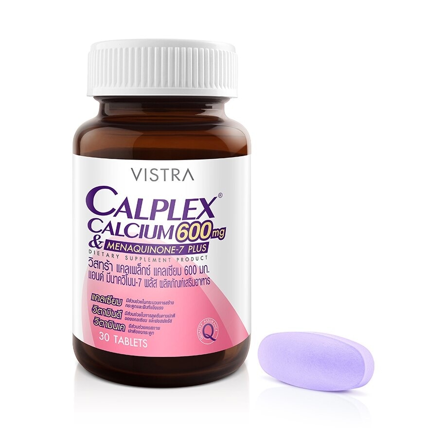 Vistra Calplex Calcium 600 mg.  Menaquinone Plus 30 Tabs