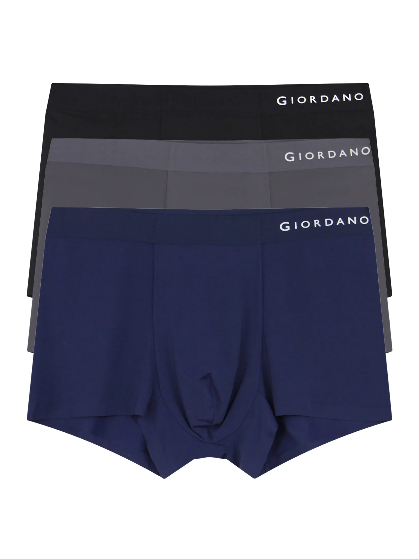 GIORDANO Men s Ice Silk Cool Trunks (3 pieces/pack) Blue/Grey/Black Multicolor