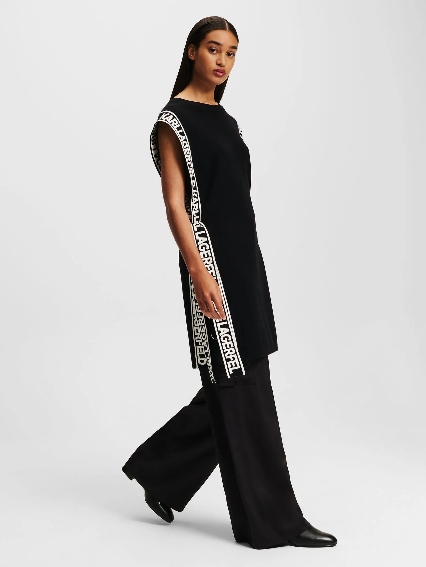 KARL LAGERFELD KNIT LOGO TUNIC BLACK/WHITE