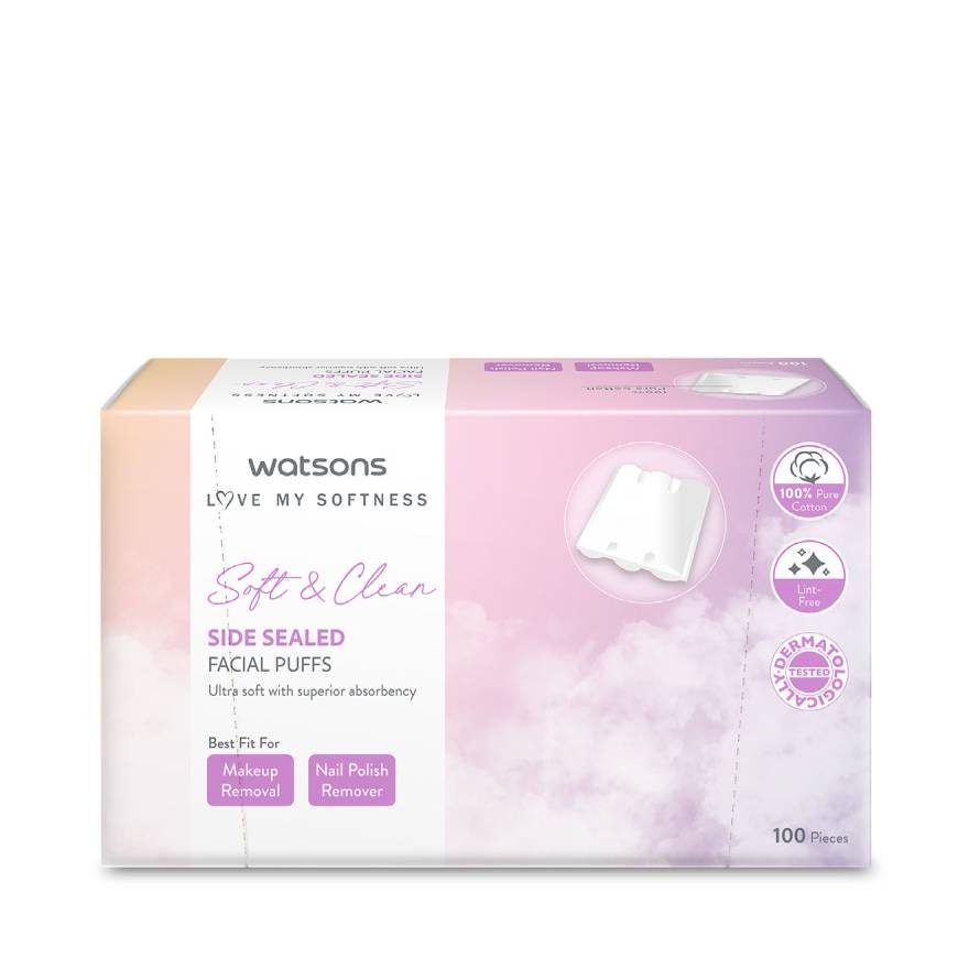 Watsons Side Sealed Facial Puffs  100 pcs.