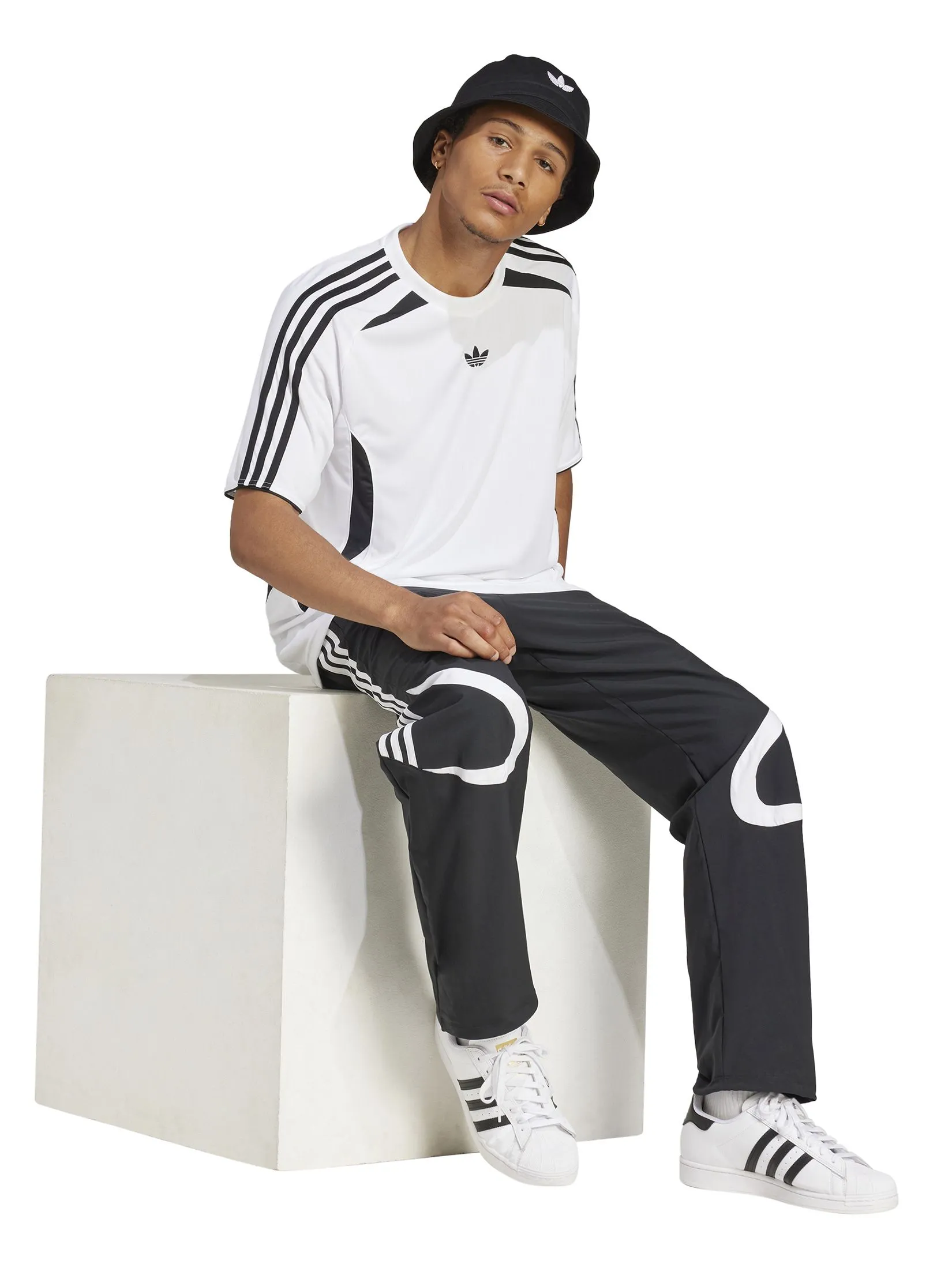 ADIDAS Men Track Tracksuit Bottoms Adicolor Teamgeist Black / White