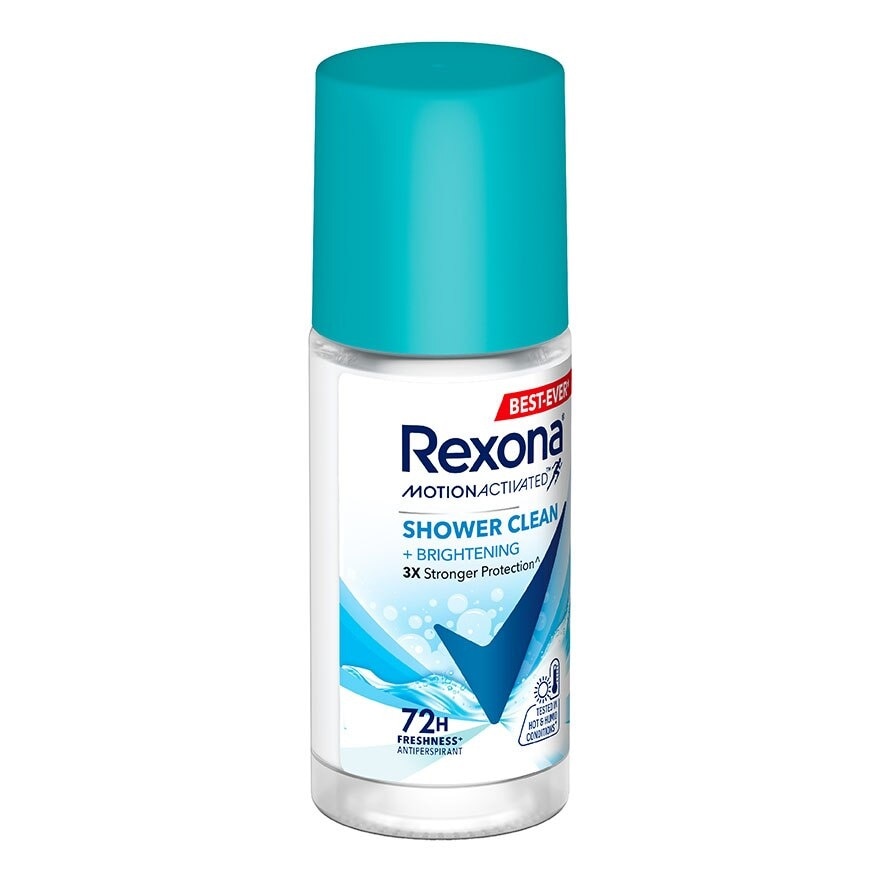Rexona Roll On Shower Clean + Brightening Antiperspirant 45 Ml. โรลออน ลดเหงื่อ ระงับ