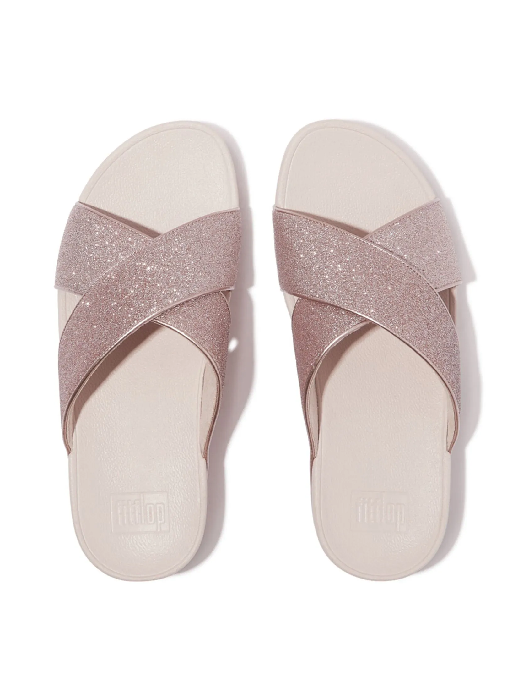FitFlop™ WOMEN'S LULU GLITTERDUST CROSS SLIDES PINK