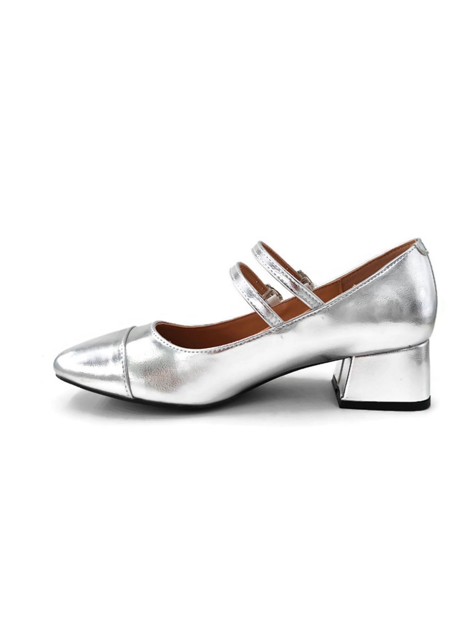 KLIN Woman Rounded Toe Mary Janes Silver