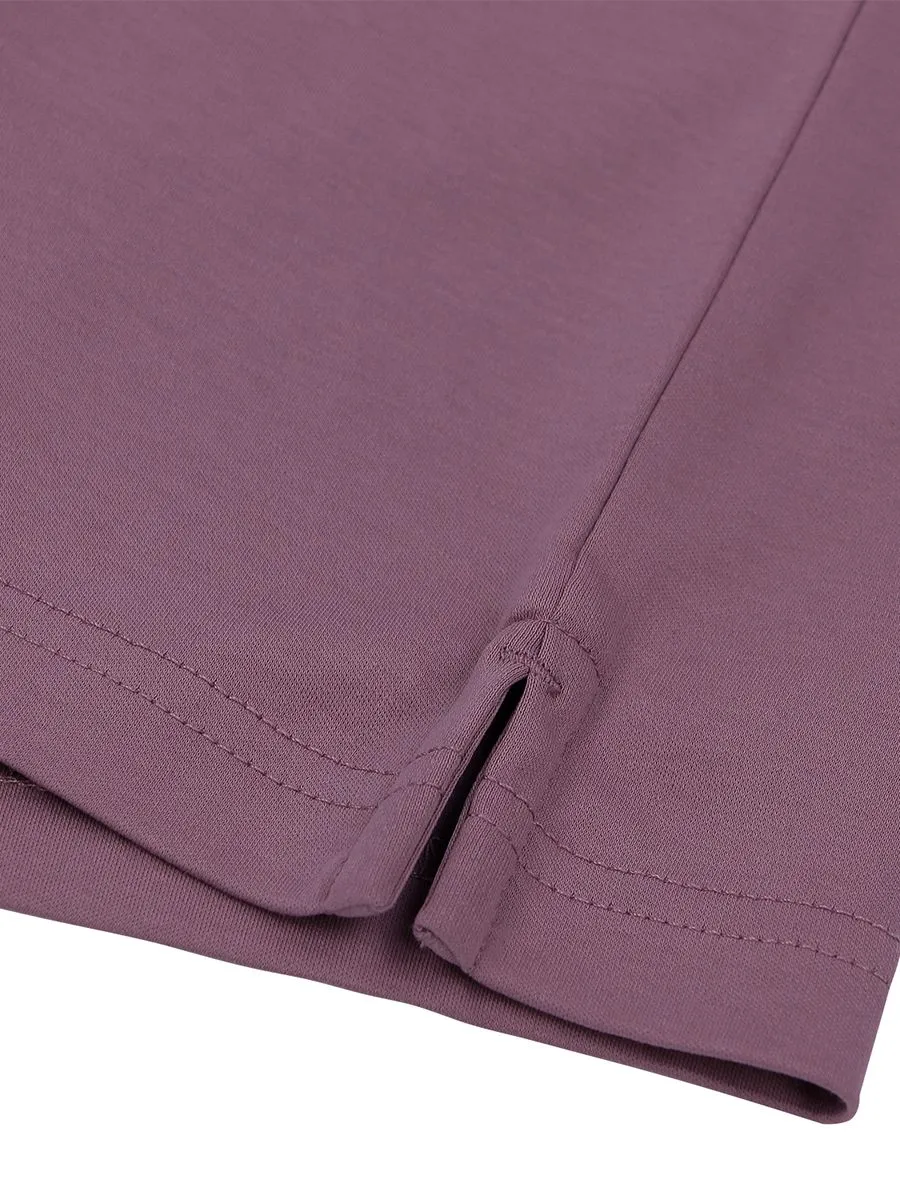 GIORDANO Men's Slim Fit Embroidery Bold Polo (Liquid Touch) Wistful mauve purple