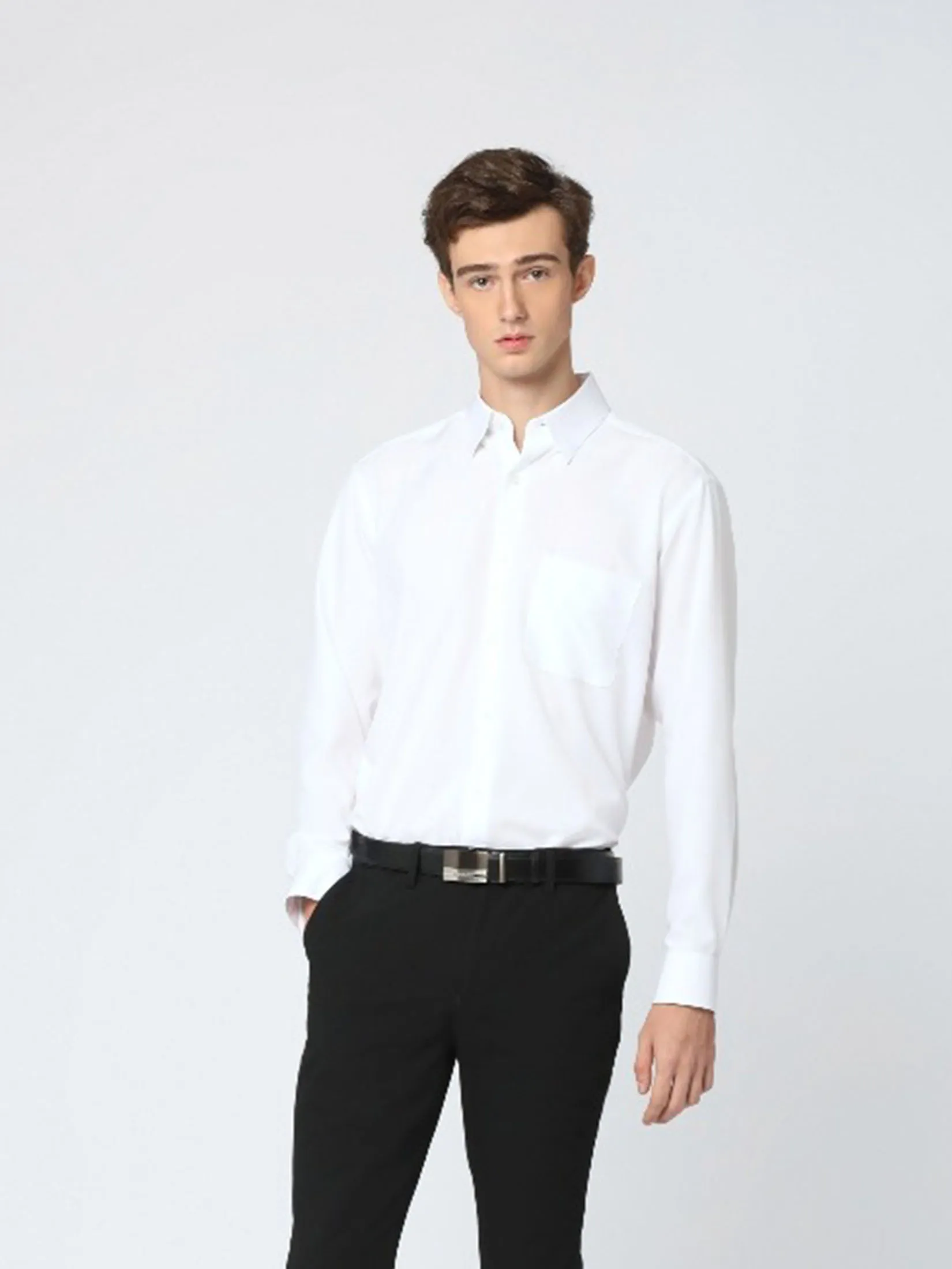 ARROW Men’s Collared Filagen Shirt – Long Sleeve with Button-Down Collar, Comfort Fit, White (MACC803-WH)