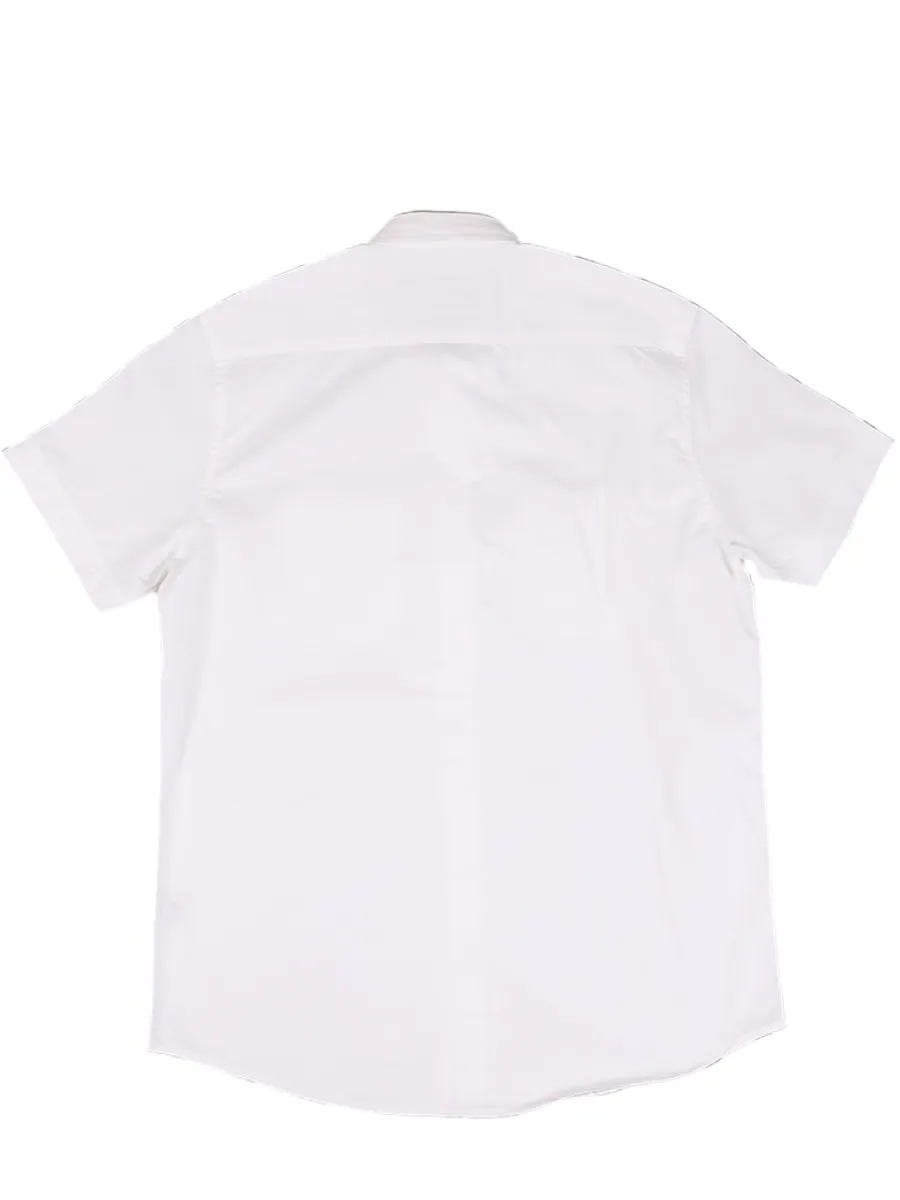 BOVY Men Shirt Short Sleeves Cotton Twill White