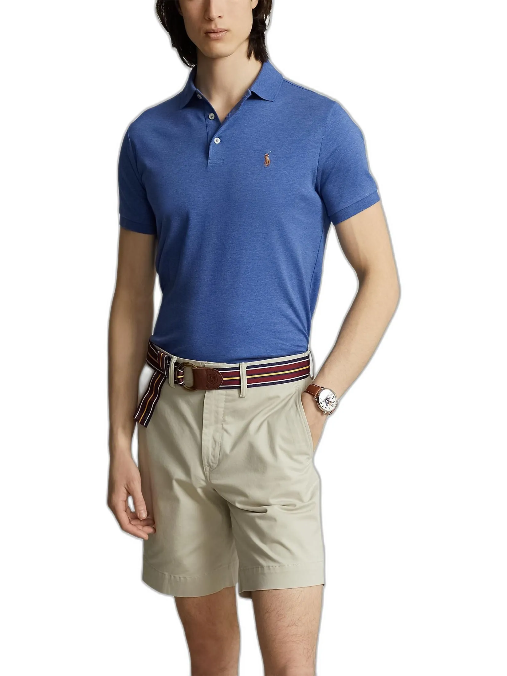 POLO RALPH LAUREN Men Polo-Custom Slim Fit Soft Cotton Polo Shirt MNPOKNI1N822380-Blue