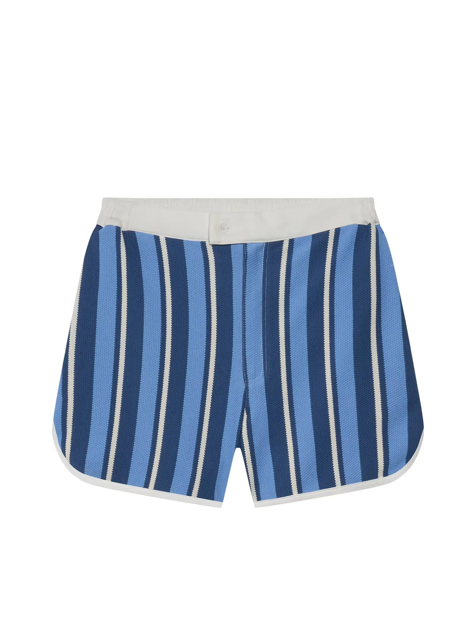 MOO [MOO 3/25]  Tennis Striped Knitted Shorts Blue