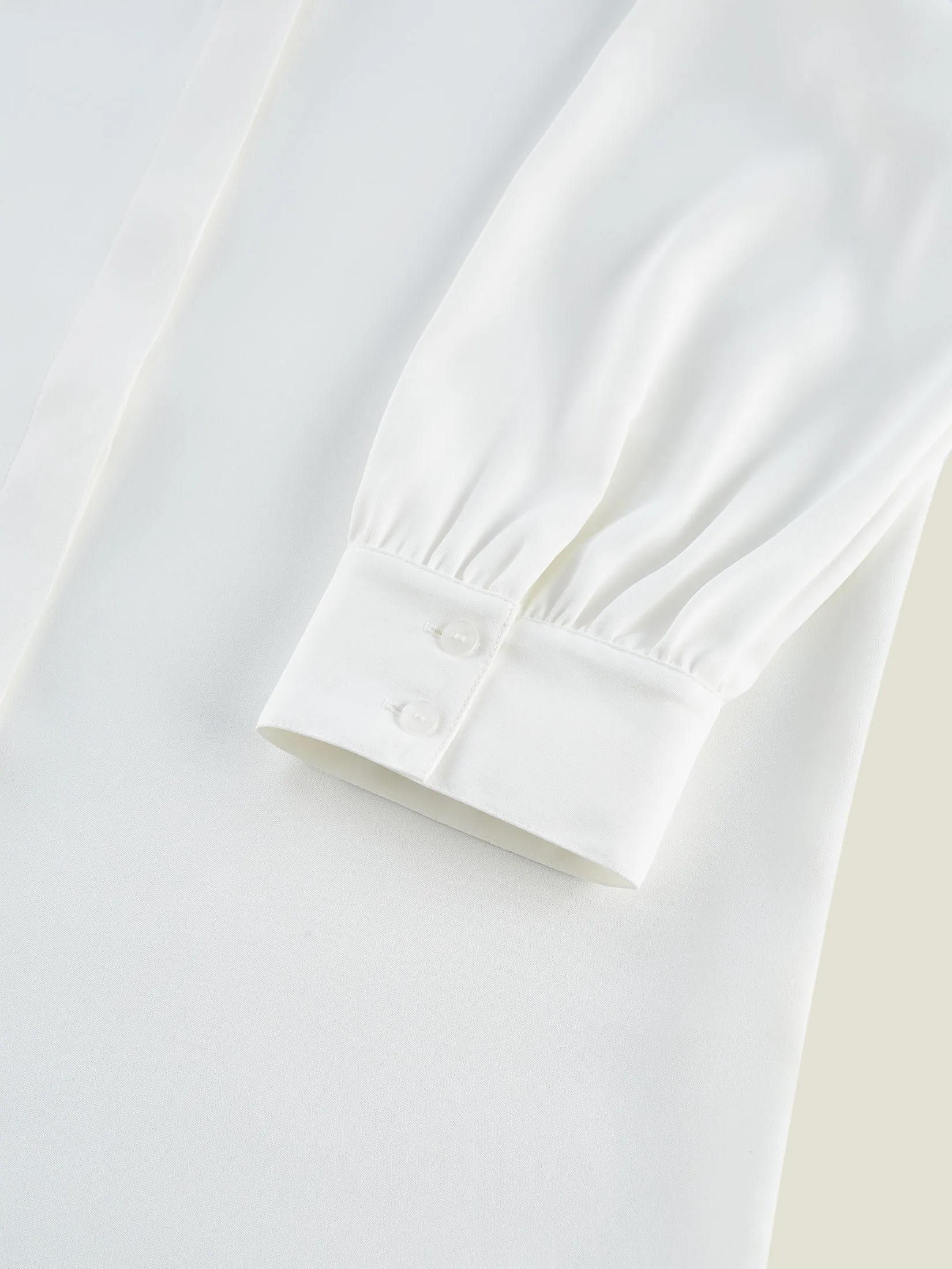 G2000 Women Clothing Satin Ruffled Stand Collar Blouse Regular Fit - Off-White