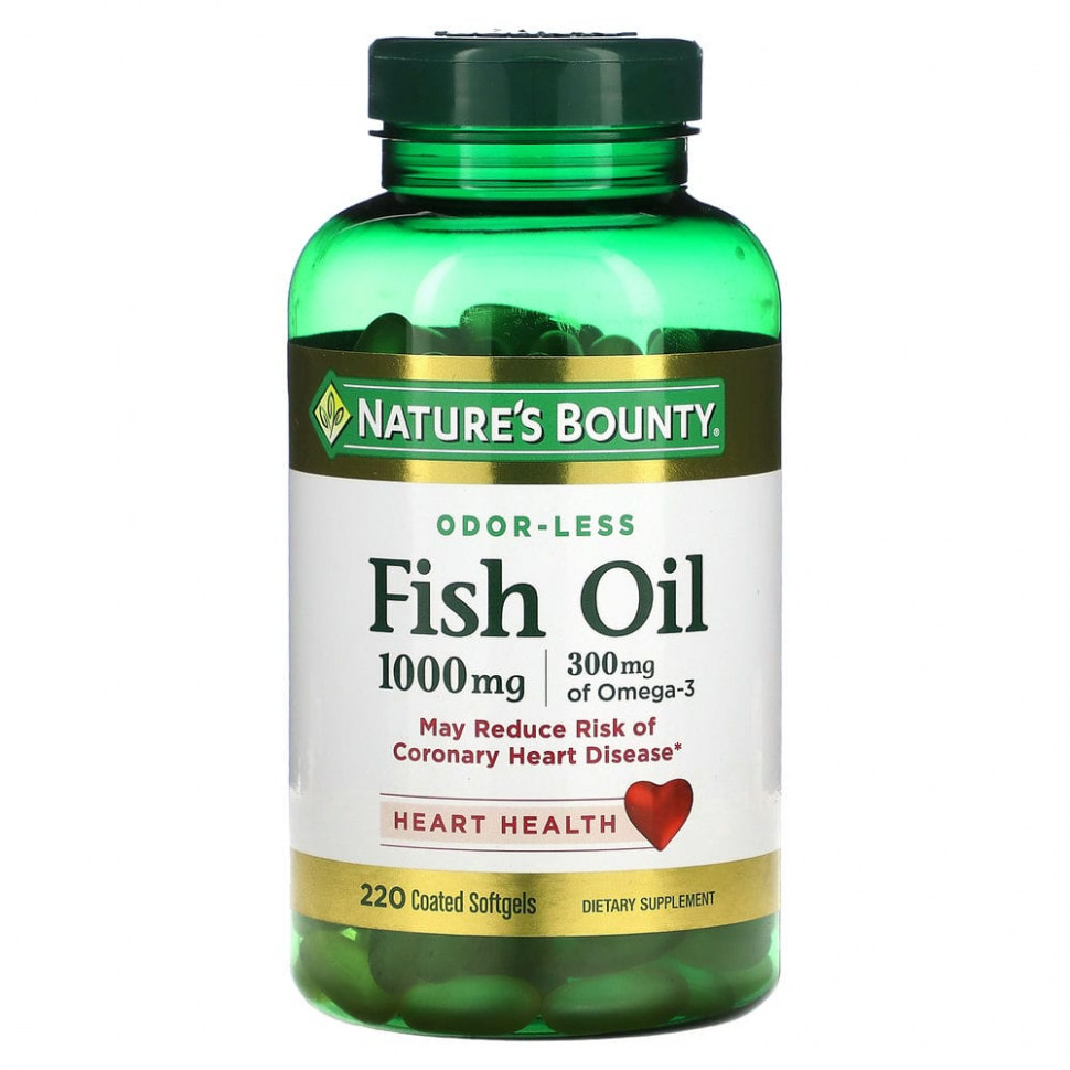Nature's Bounty, Рыбий жир, 1000 мг, 220 мягких таблеток