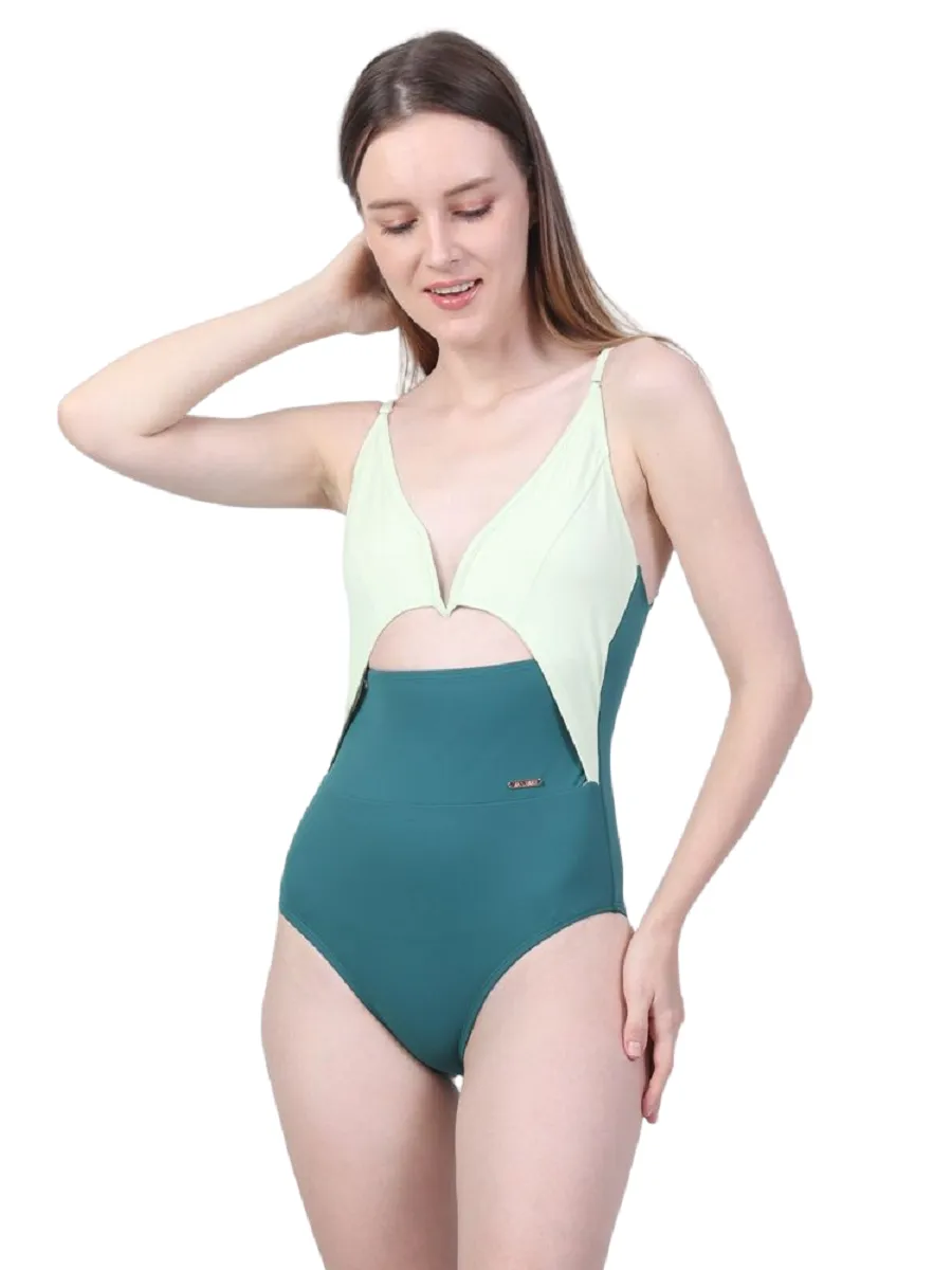 VANESSE WOMEN TWO TONE ONE PIECE SWIMSUIT (029053) Green
