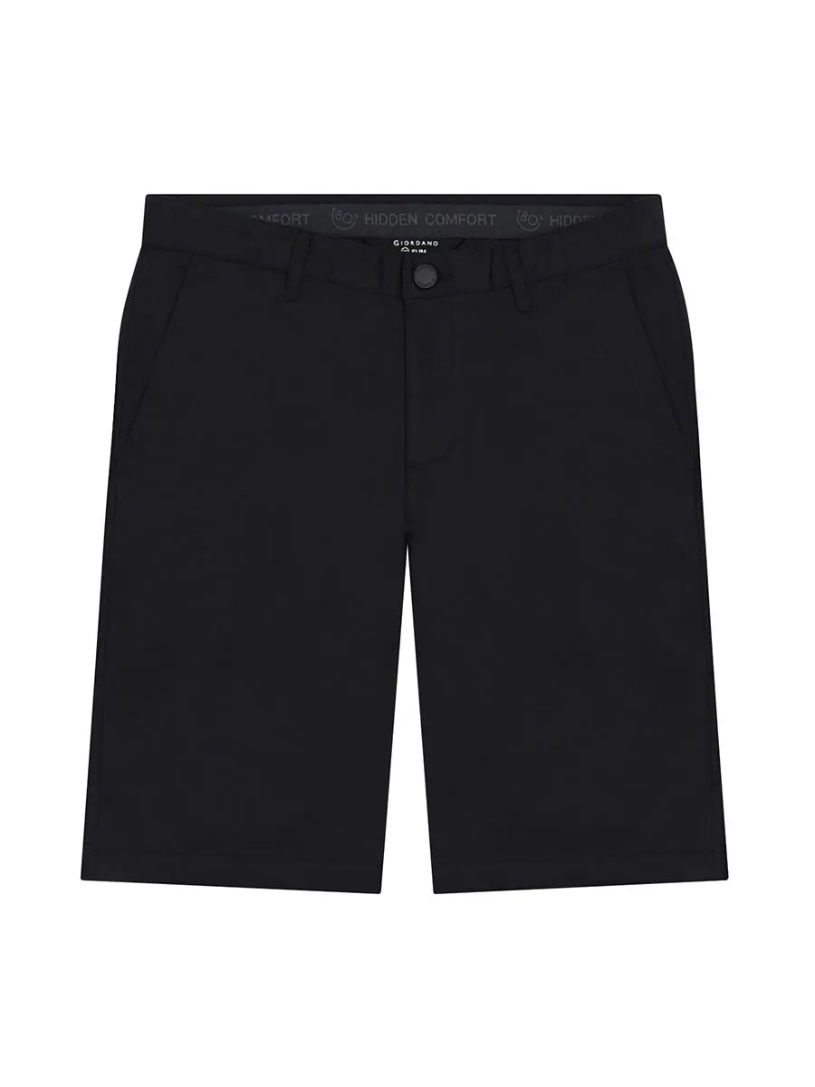 GIORDANO Men's Hidden Comfort Bermuda Shorts (180° Waistband) Signature Black