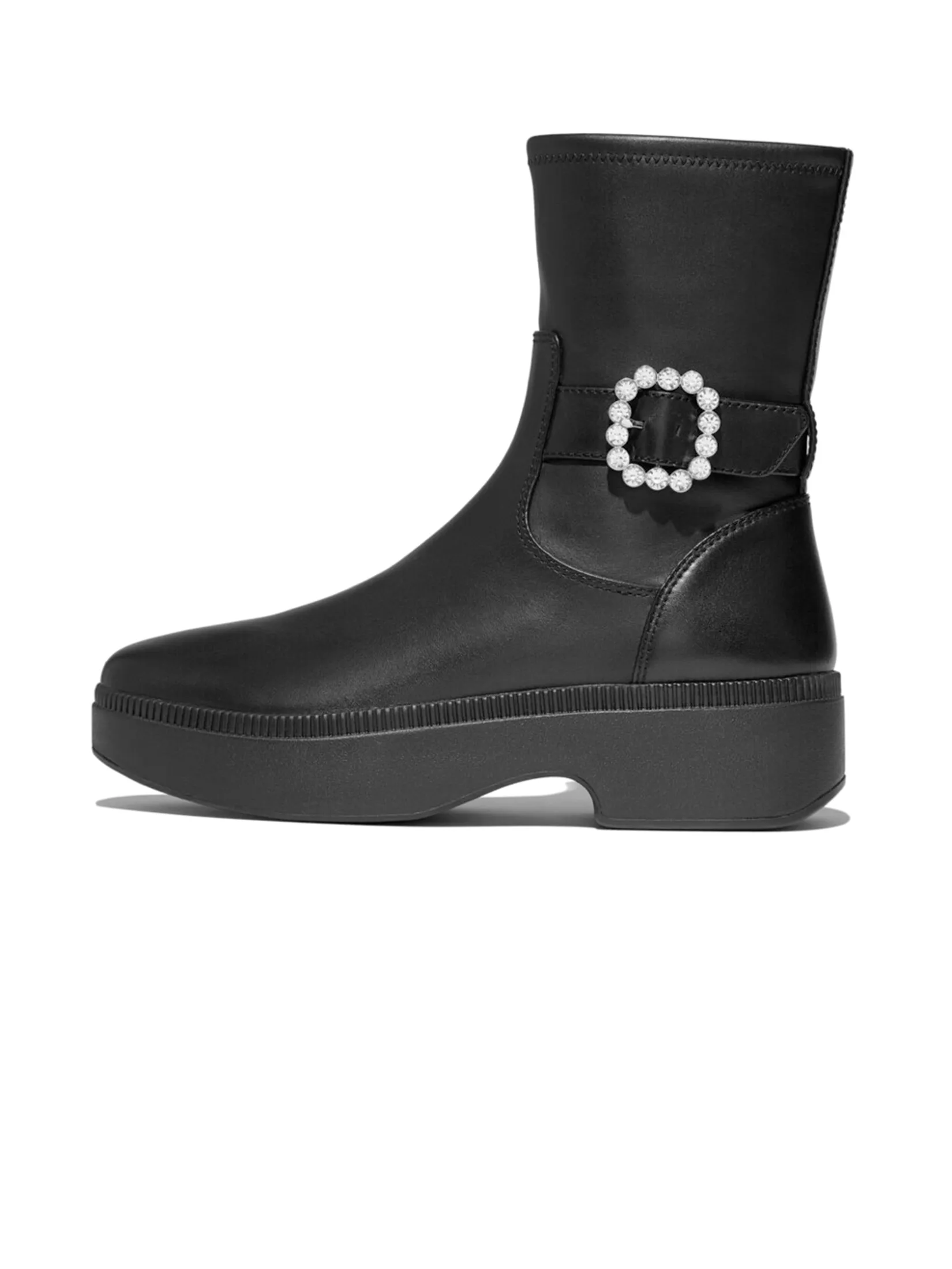 FitFlop™ WOMEN S F-LUMA CRYSTAL-BUCKLE BOOTS BLACK