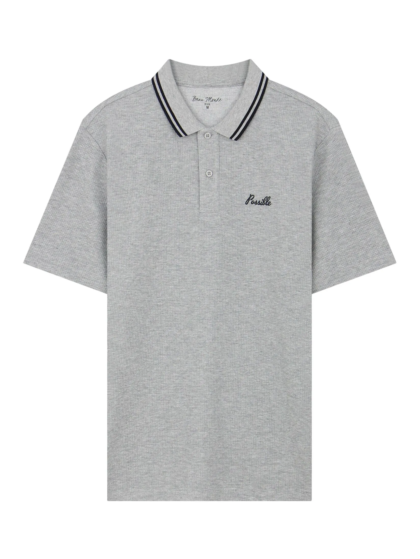 GIORDANO Men's Beau Monde Regular Jacquard Embroidery Polo (Online Exclusive) Grey