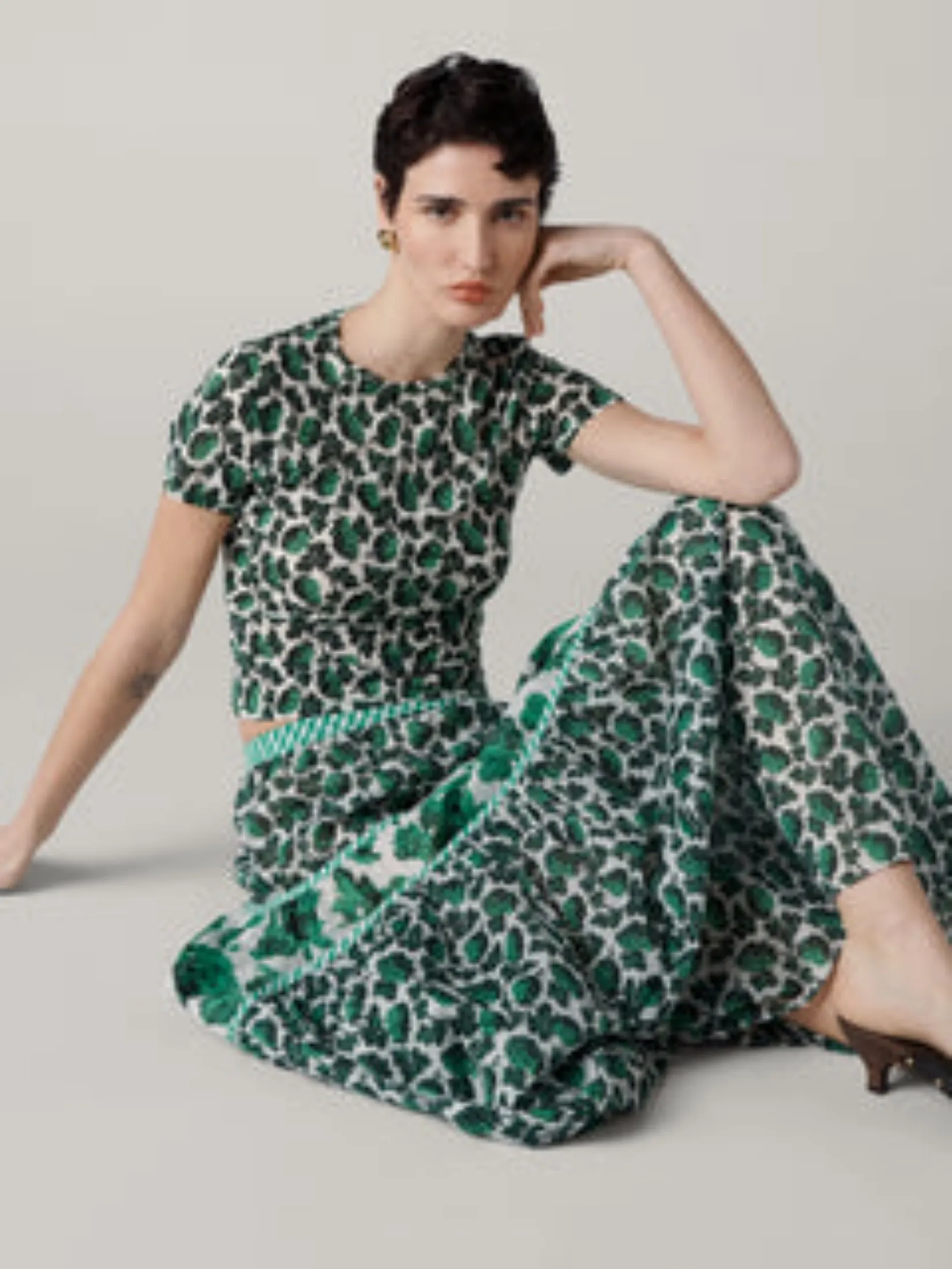 DIANE VON FURSTENBERG WOMEN DVF SHILOH SKIRT BERRIES INDIAN GREEN