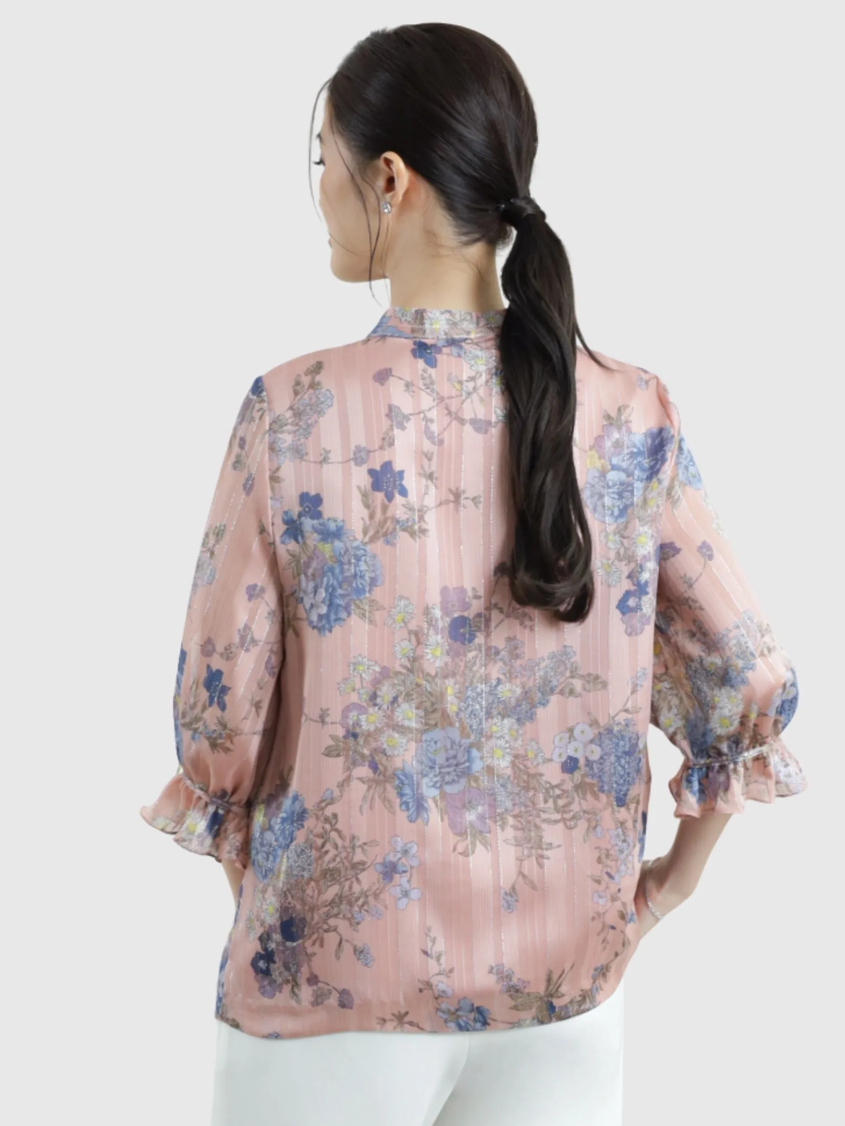 MIKIKO Women Blouse Chiffon Metalic Pink