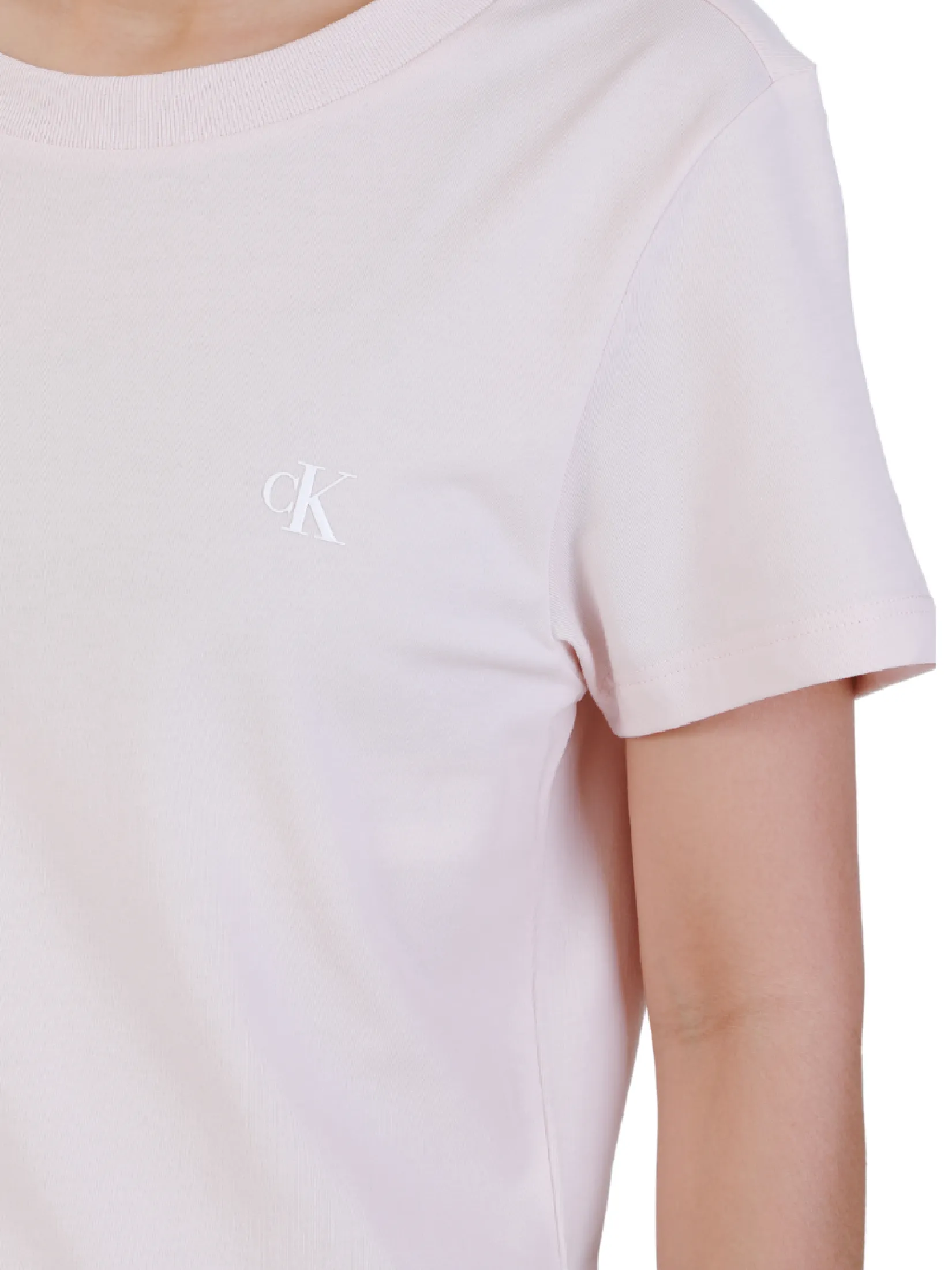 CALVIN KLEIN Women's Ck Logo Slim Tee Ivory
