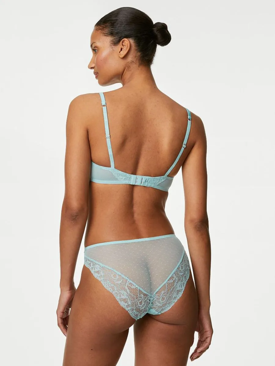 MARKS & SPENCER Women High Leg Knickers Aster Sparkle Lace Asagi