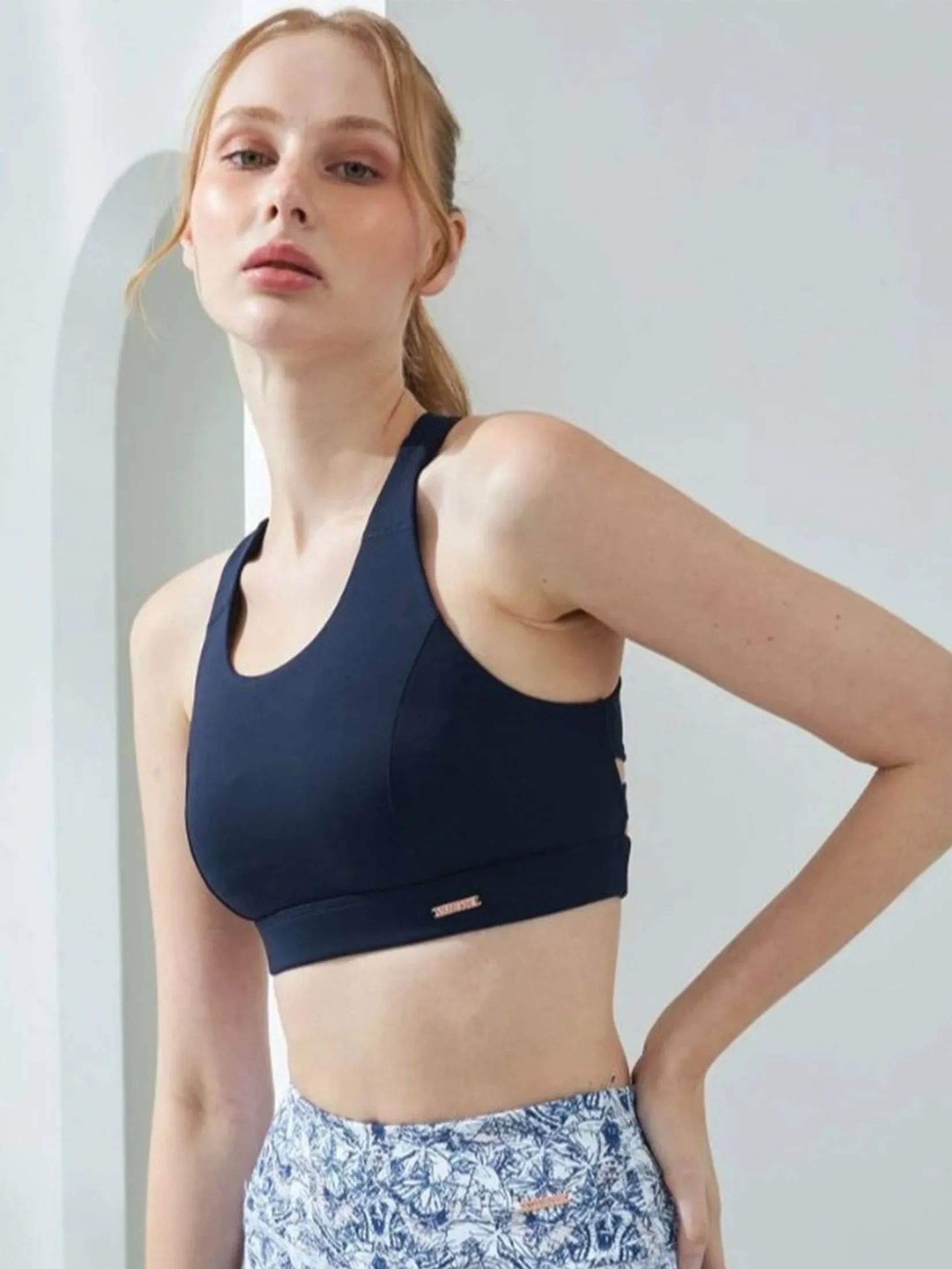 VANESSE Navy Blue CROSS STRAP SPORT BRA (029068)